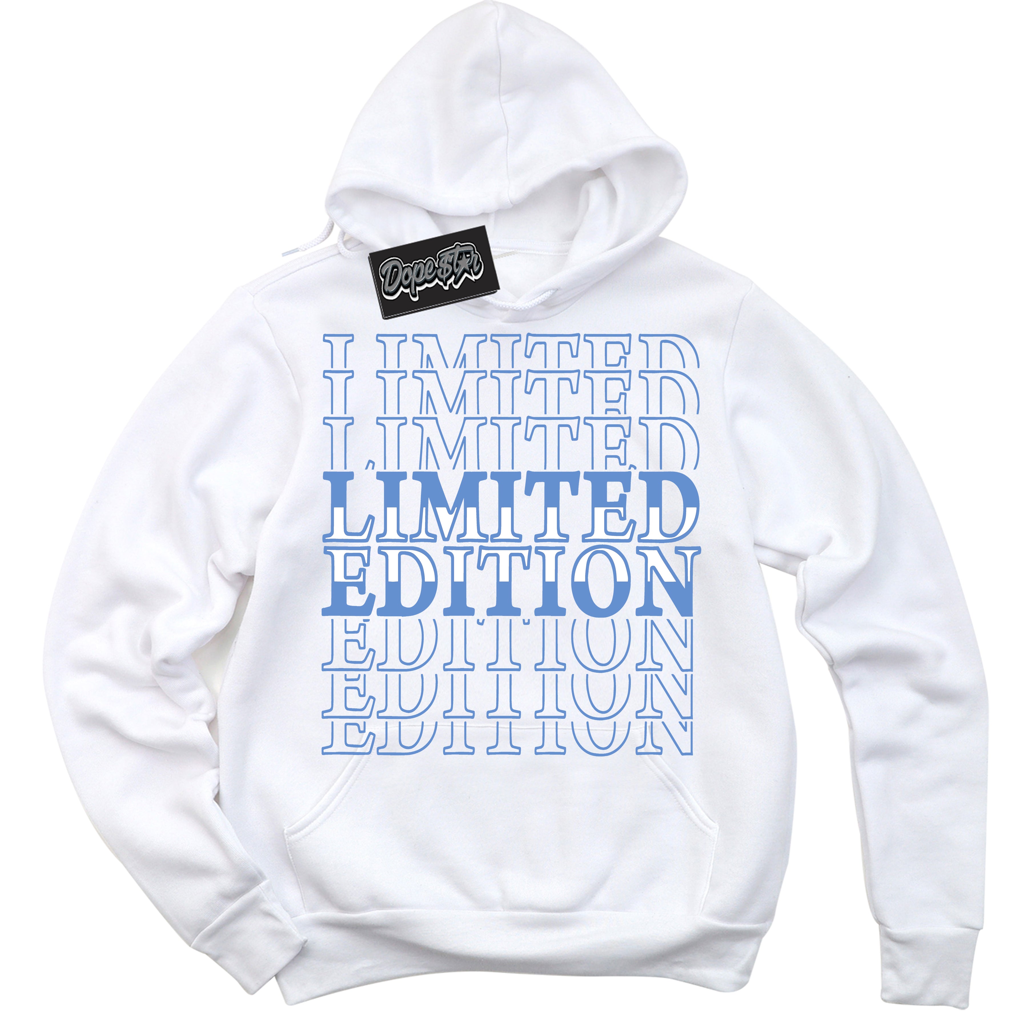 Cool White Hoodie with “ Limited Edition ”  design that Perfectly Matches Polar Blue Dunk.
