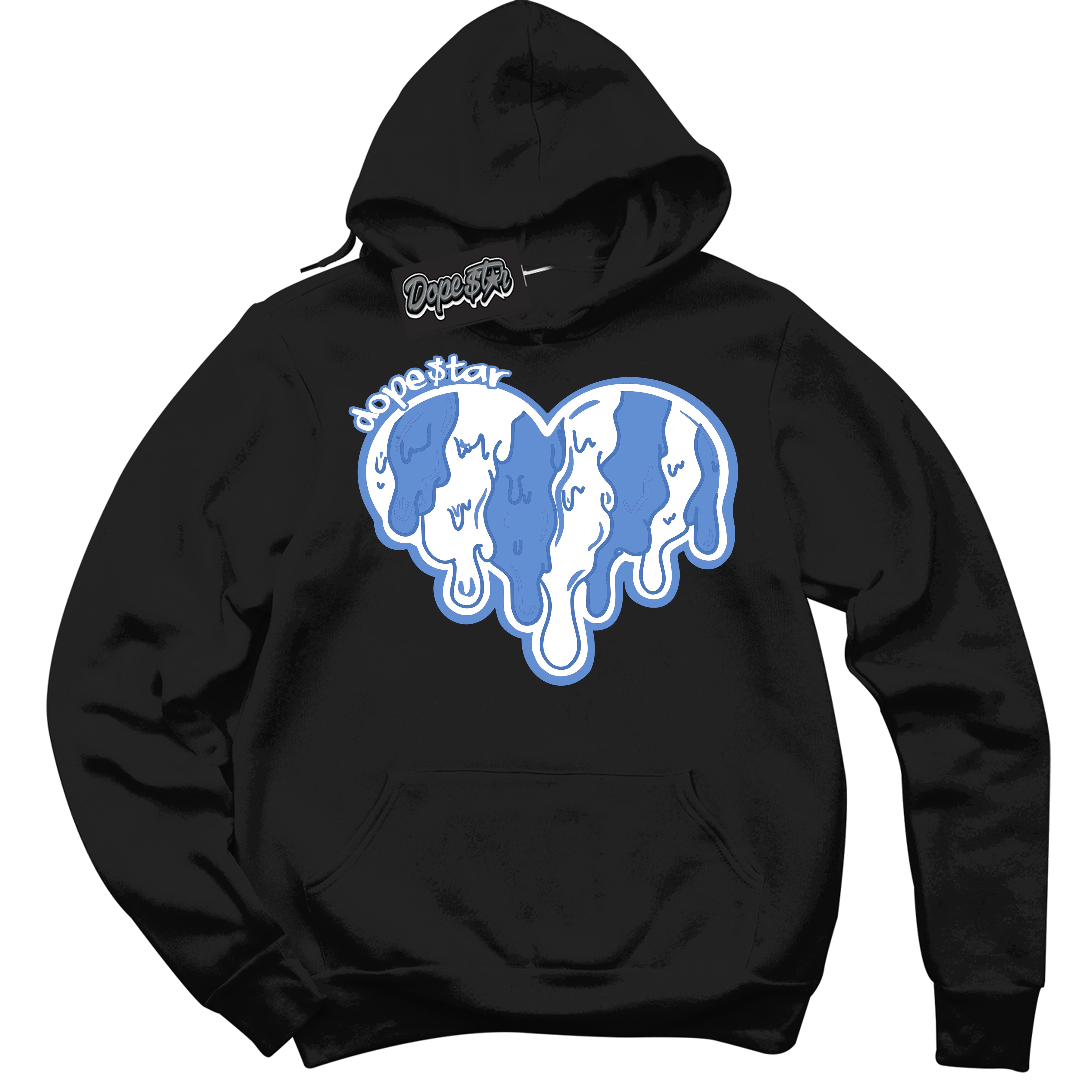 Cool Black Hoodie with “ Melting Heart ”  design that Perfectly Matches Polar Blue Dunk.
