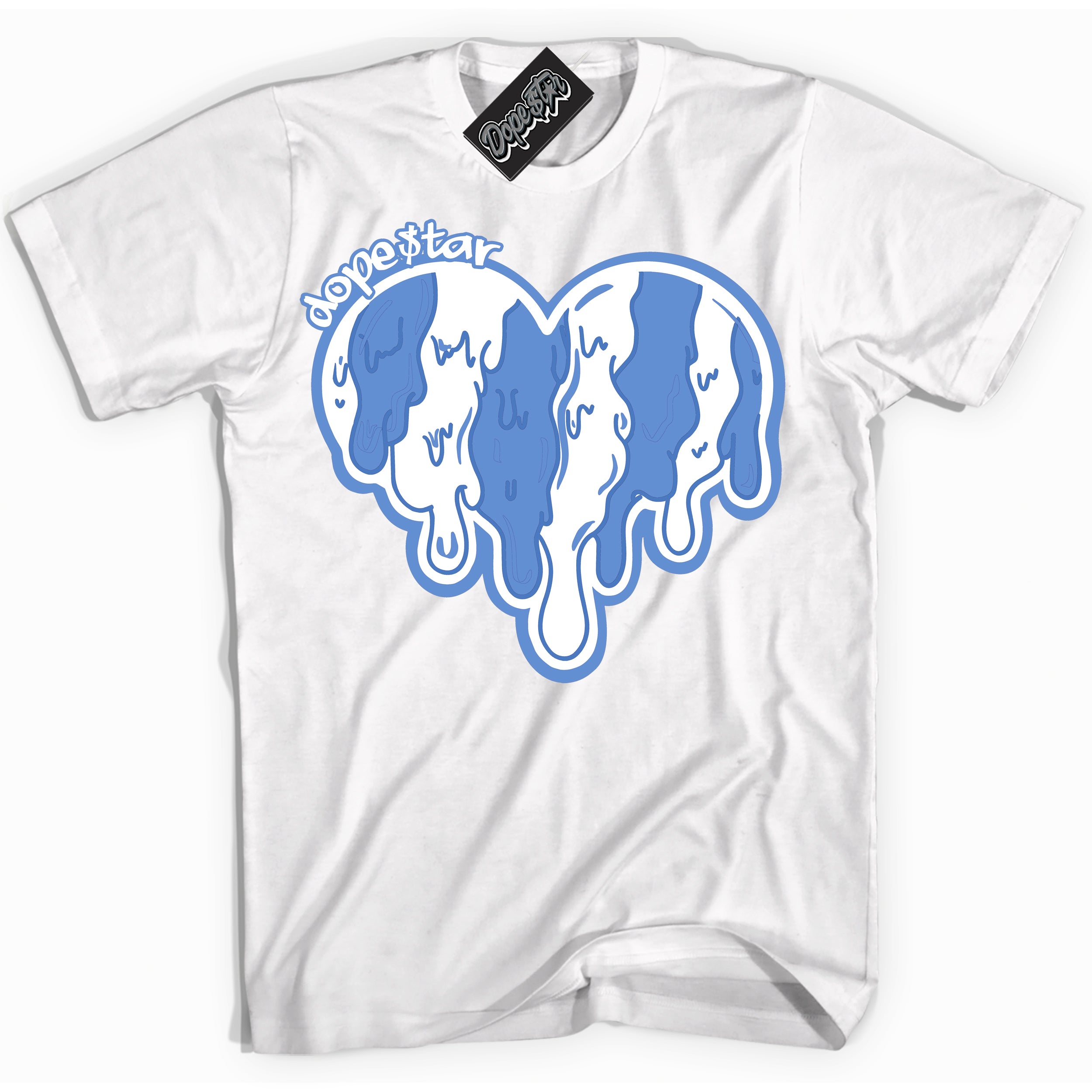 Cool White Shirt with “ Melting Heart ” design that perfectly matches Polar Blue Dunk.
