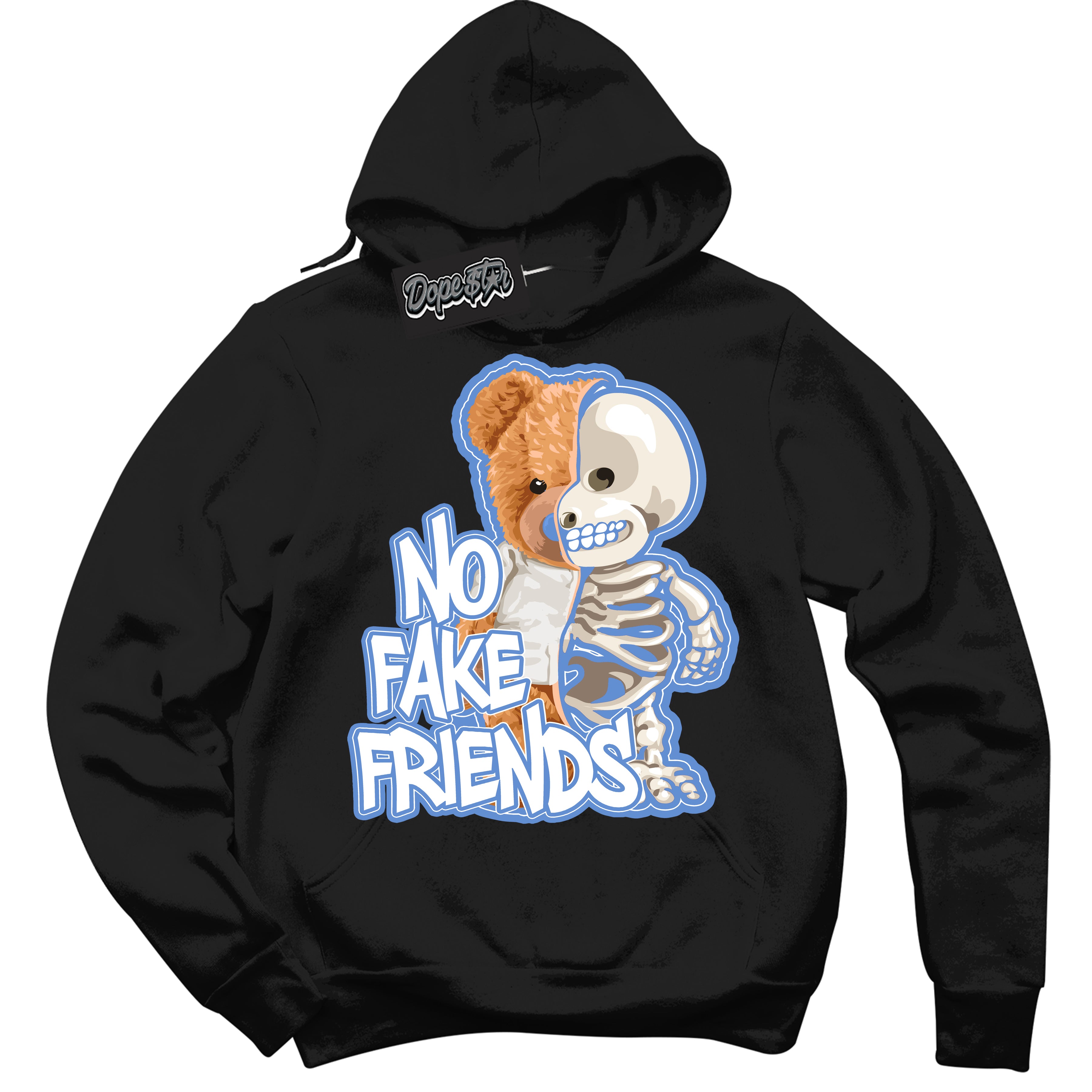 Cool Black Hoodie with “ No Fake Friends ”  design that Perfectly Matches Polar Blue Dunk.