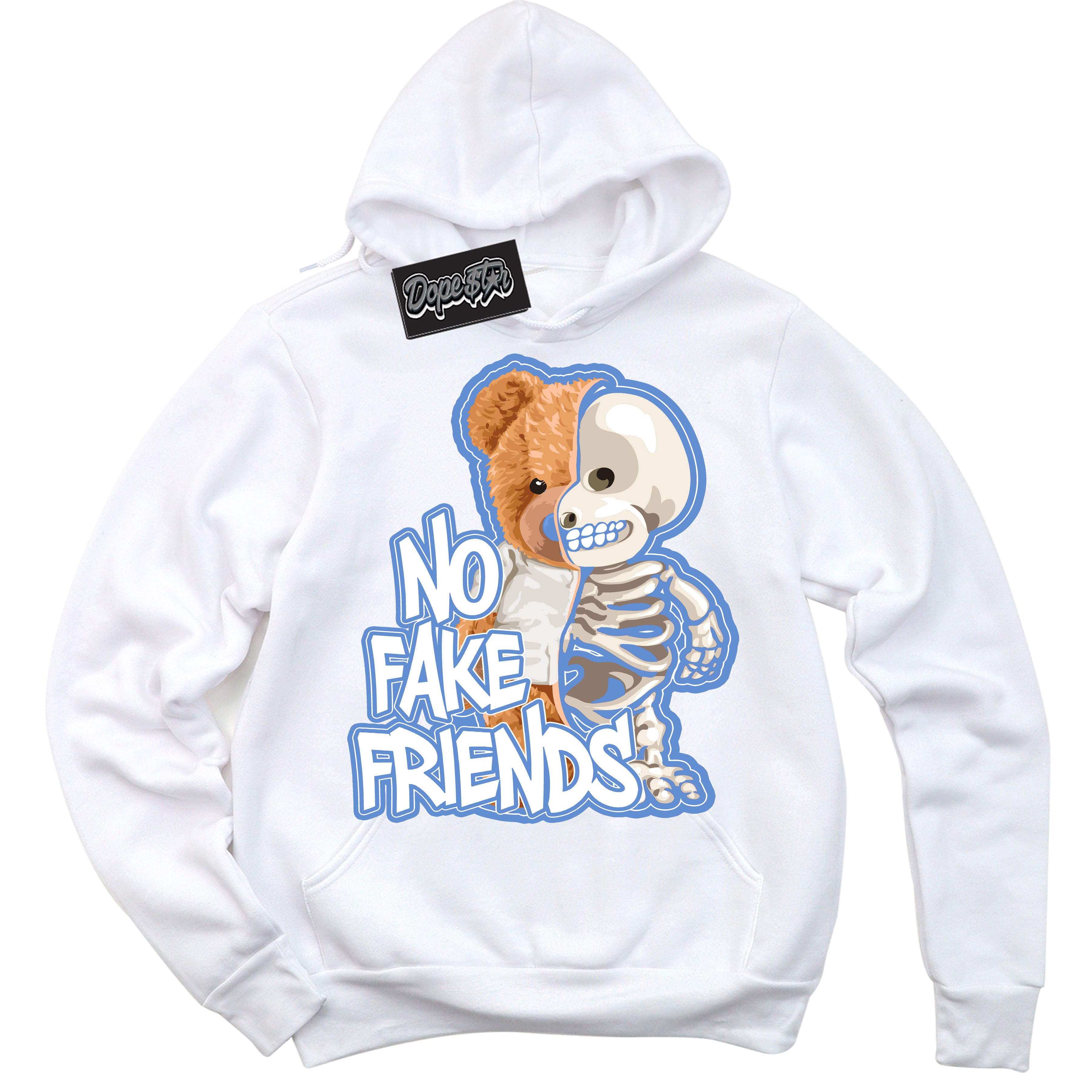 Cool White Hoodie with “ No Fake Friends ”  design that Perfectly Matches Polar Blue Dunk.
