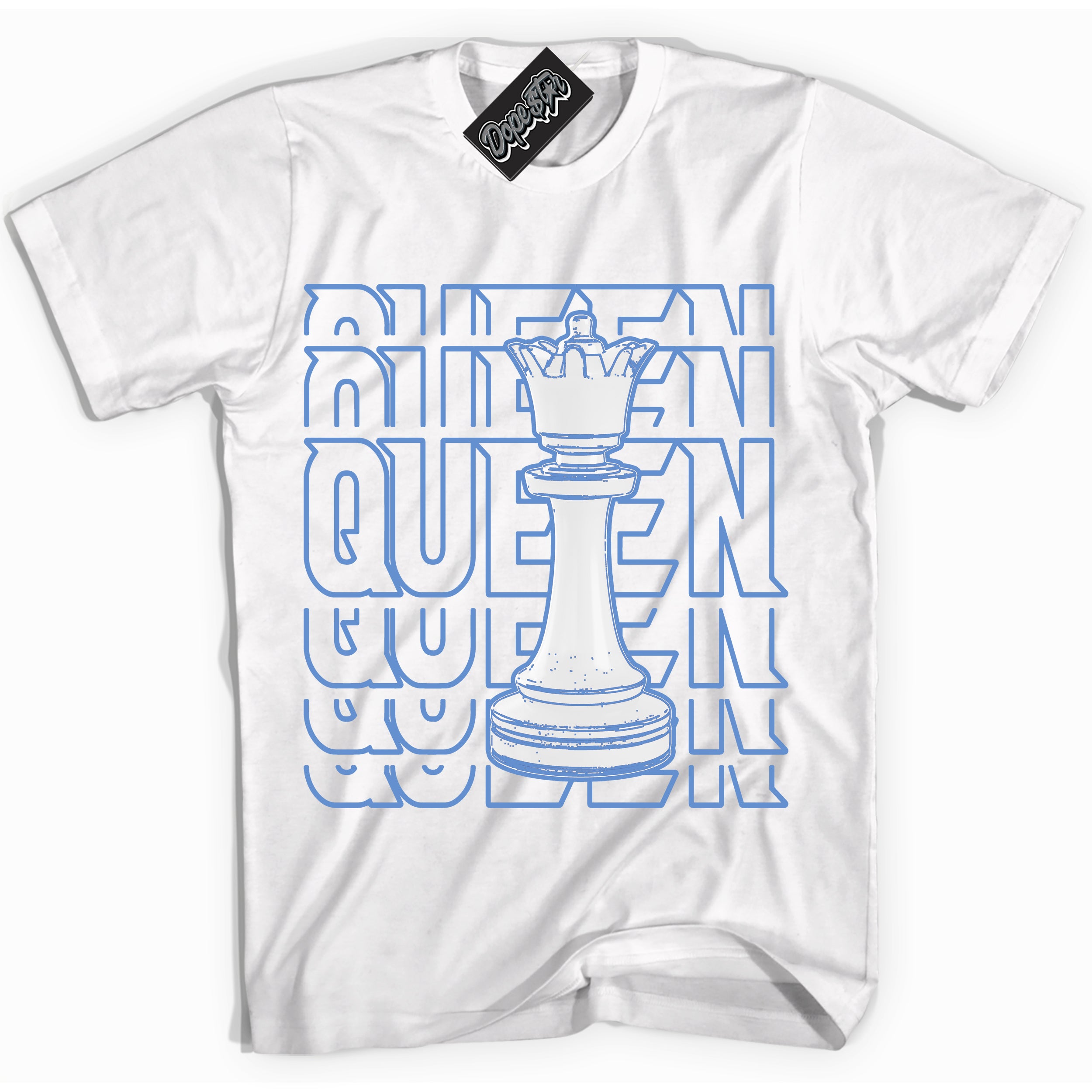 Cool White Shirt with “ Queen Chess ” design that perfectly matches Polar Blue Dunk.
