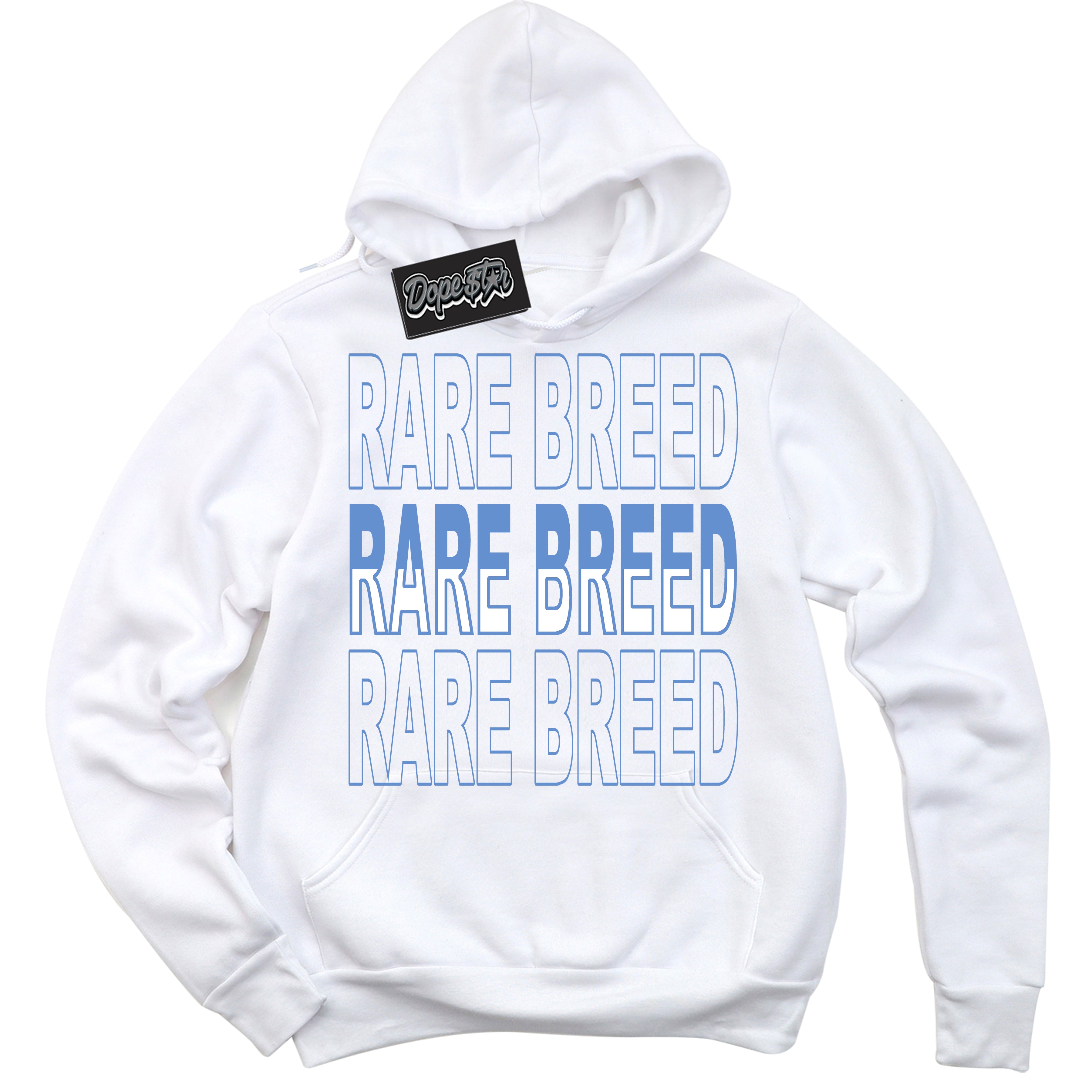 Cool White Hoodie with “ Rare Breed ”  design that Perfectly Matches Polar Blue Dunk.
