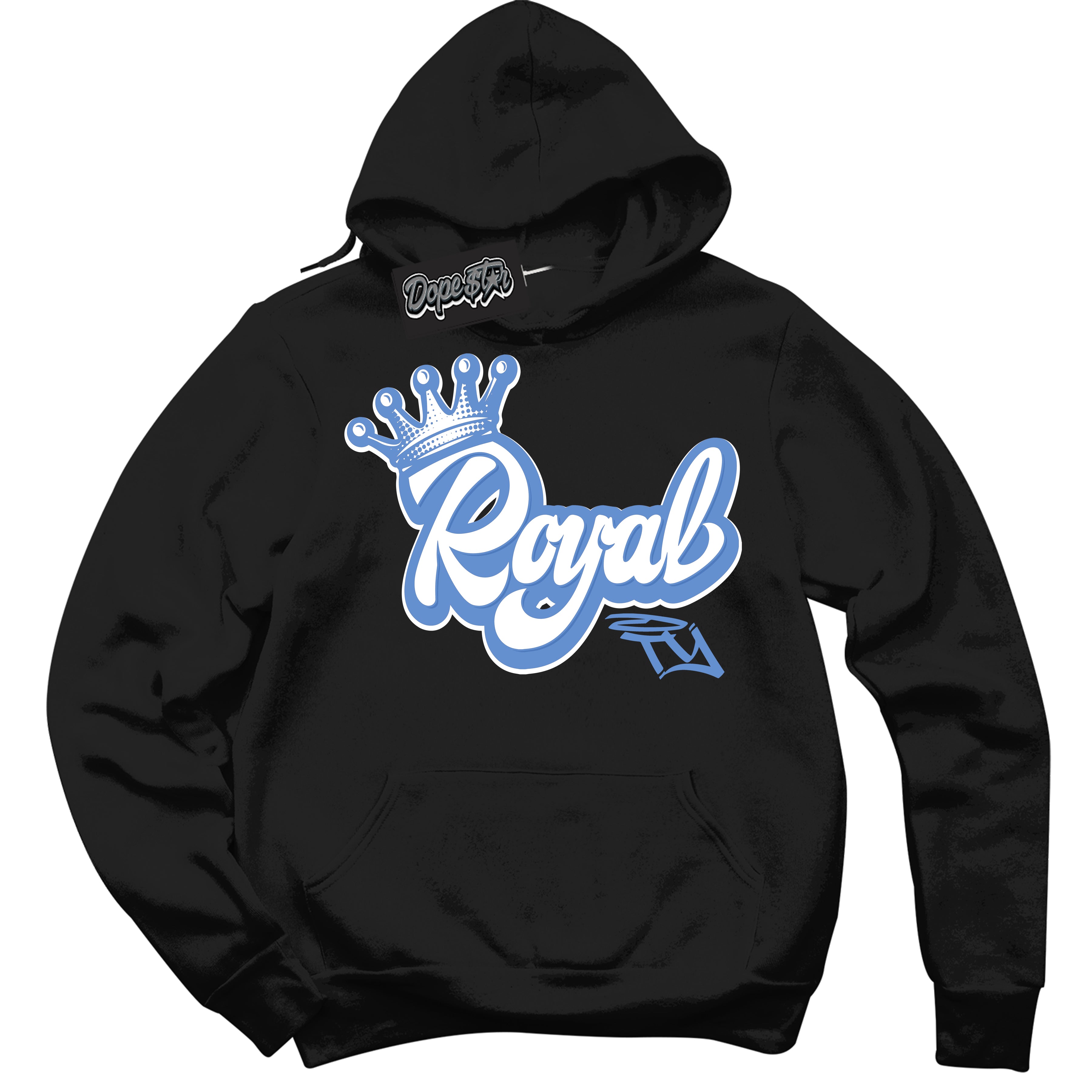 Cool Black Hoodie with “ Royalty ”  design that Perfectly Matches Polar Blue Dunk.
