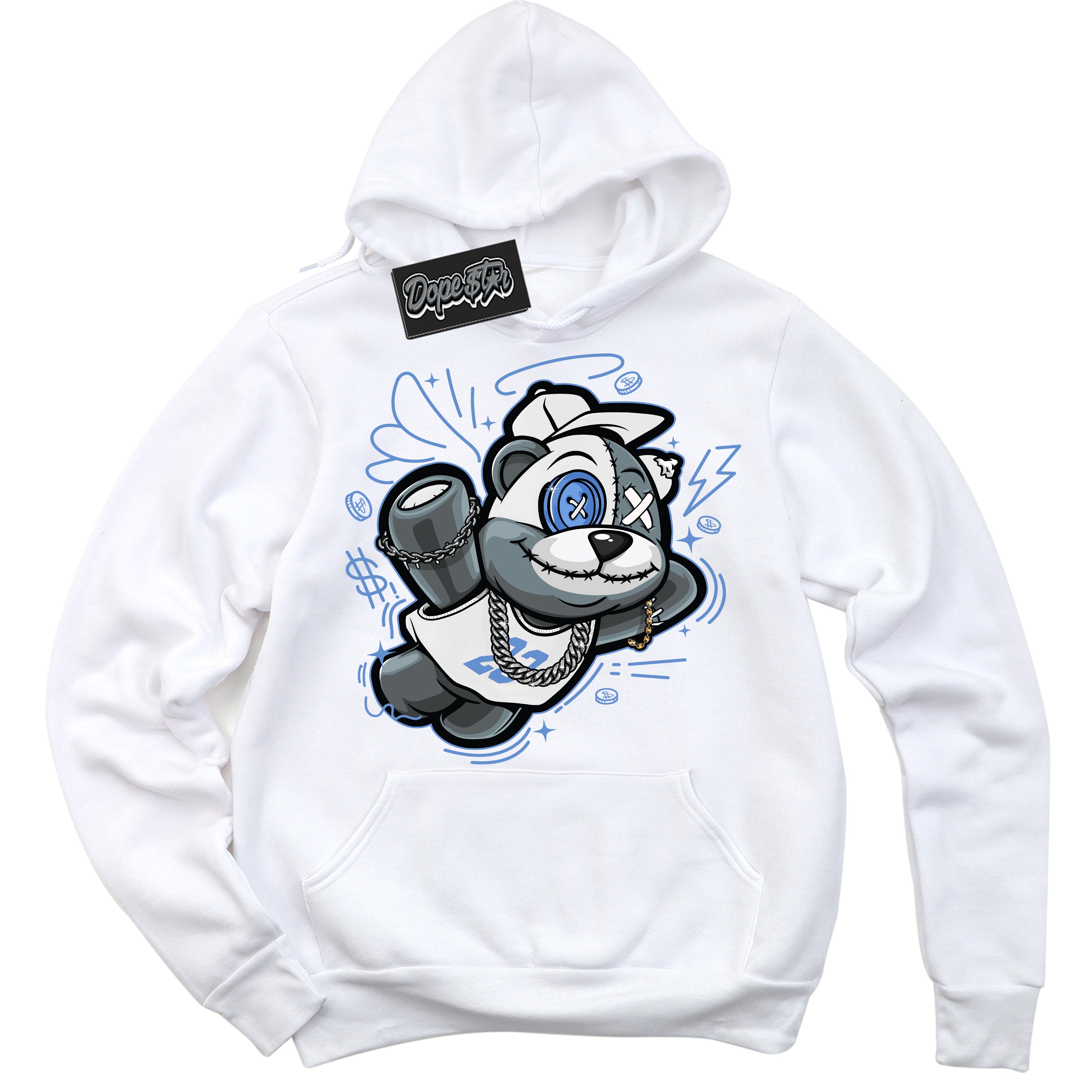 Cool White Hoodie with “ Slam Dunk Bear ”  design that Perfectly Matches Polar Blue Dunk.
