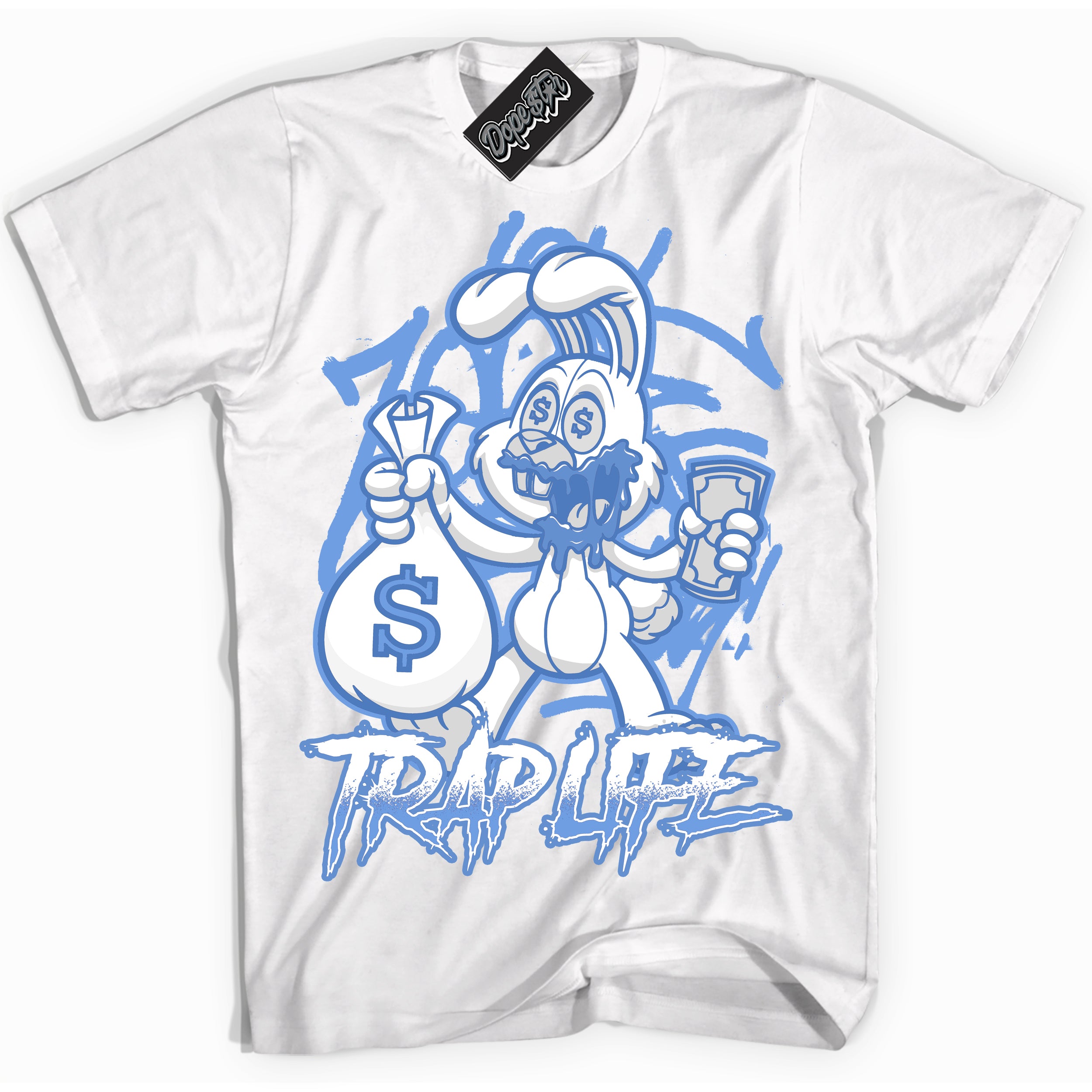 Cool White Shirt with “ Trap Rabbit ” design that perfectly matches Polar Blue Dunk.
