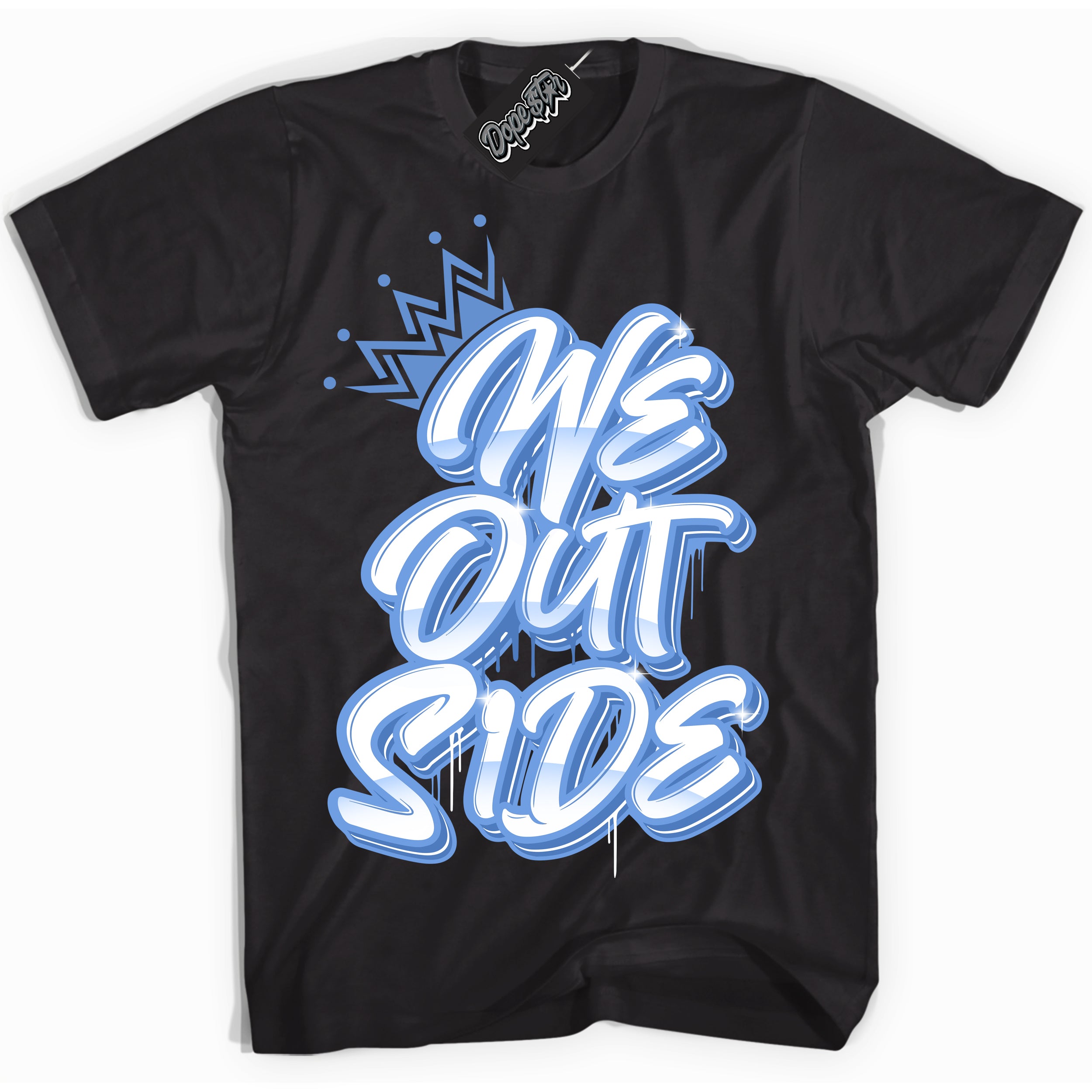 Cool Black Shirt with “ We Outside ” design that perfectly matches Polar Blue Dunk.
