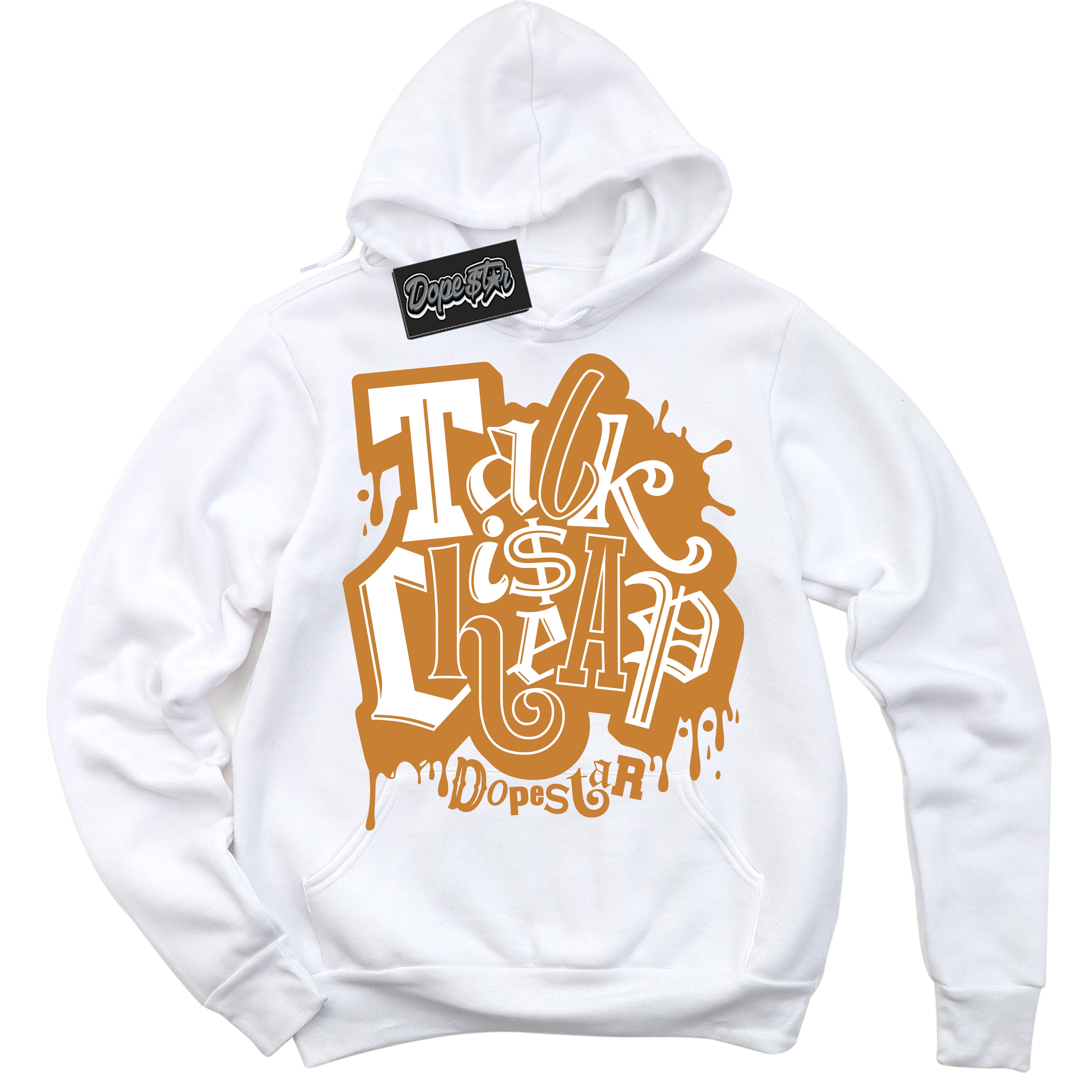 Cool White Hoodie with “ Talk Is Cheap ”  design that Perfectly Matches Reverse Curry Sneakers.