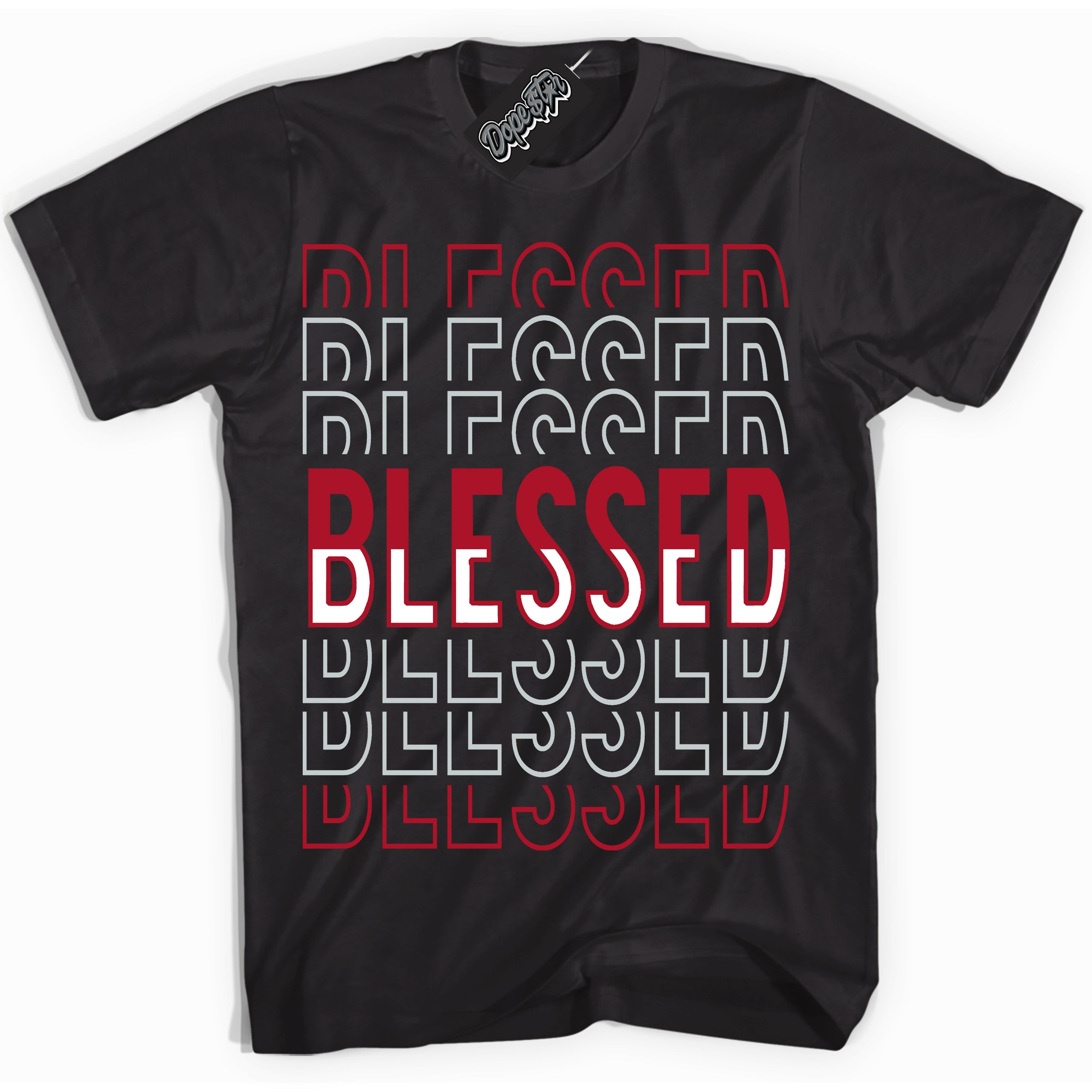 Cool Black Shirt with “ Blessed Stacked ” design that perfectly matches Reverse Ultraman Sneakers.