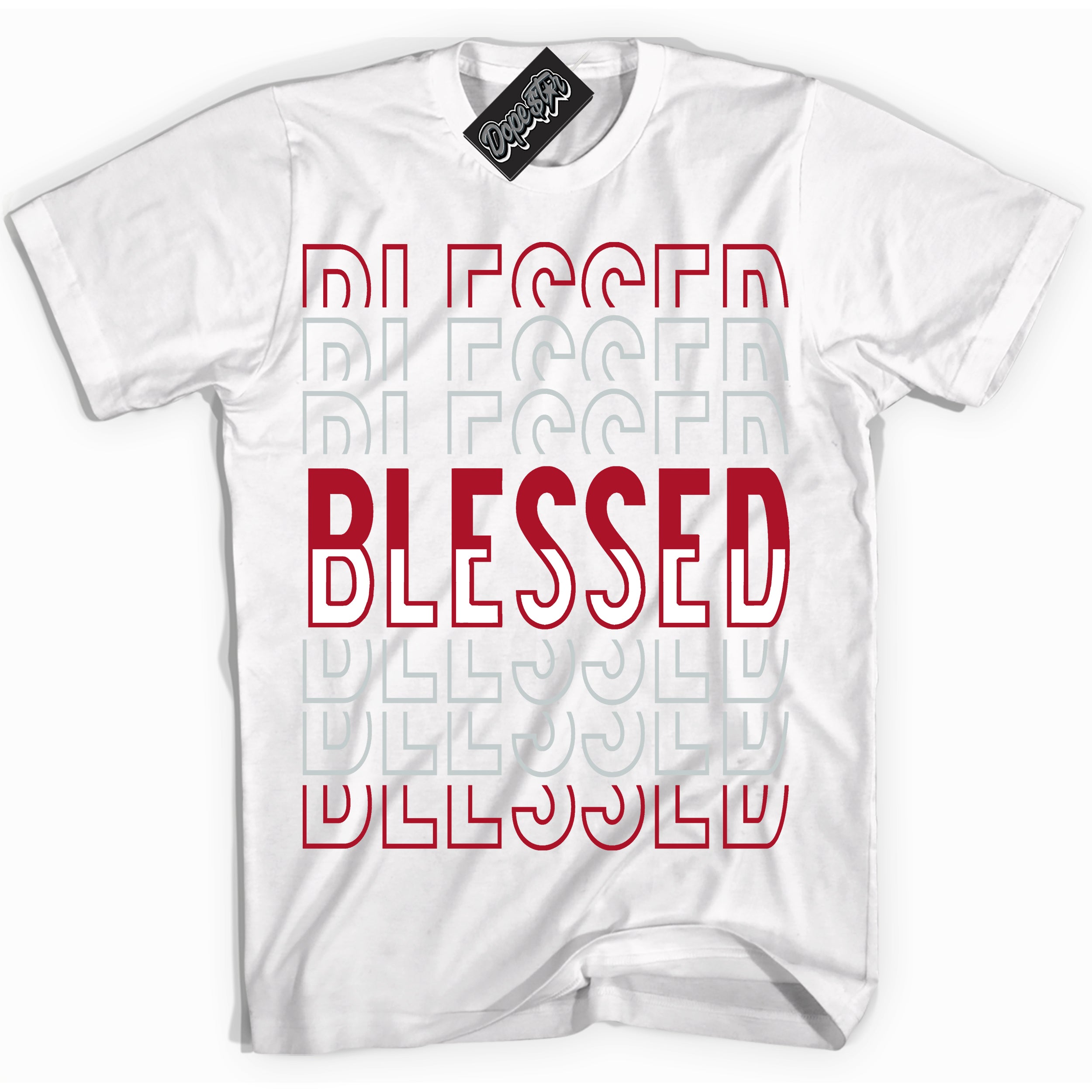 Cool White Shirt with “ Blessed Stacked ” design that perfectly matches Reverse Ultraman Sneakers.