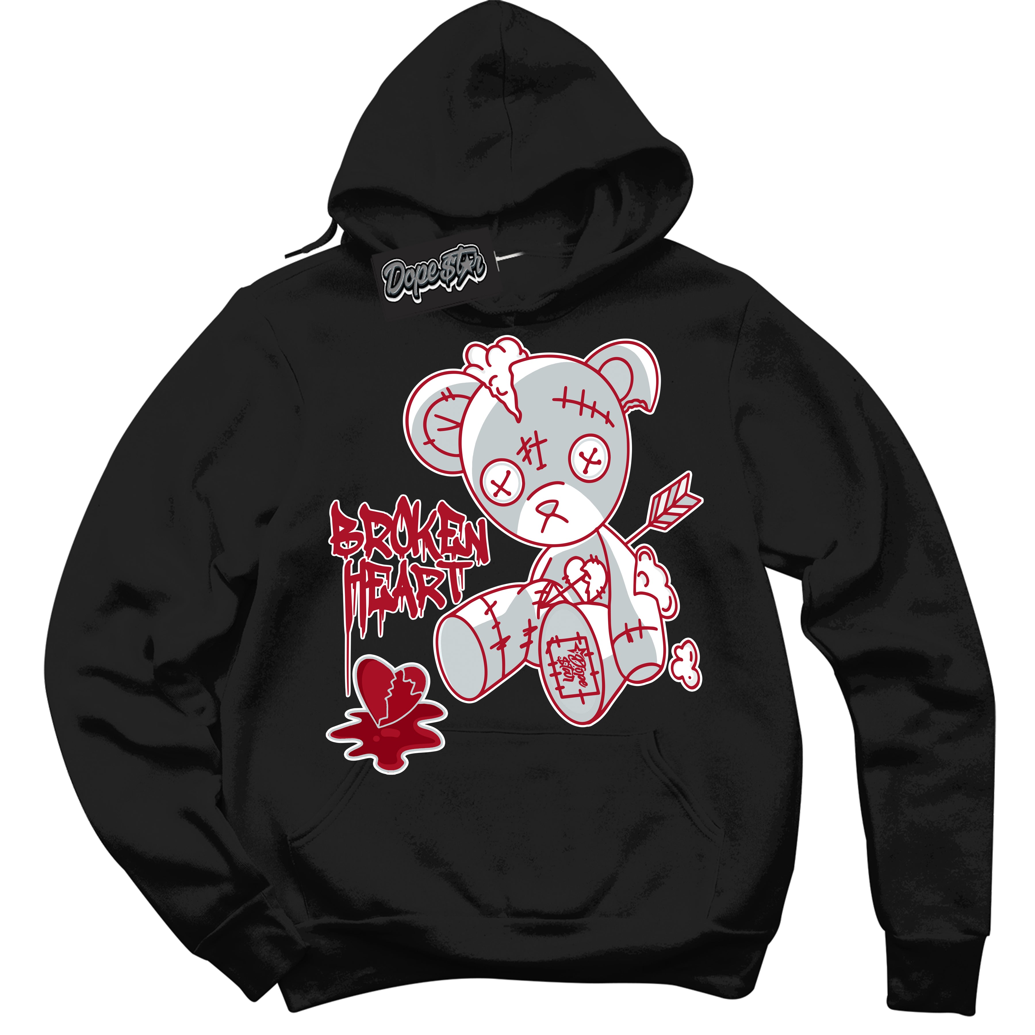Cool Black Hoodie with “ Broken Heart Bear ”  design that Perfectly Matches  Reverse Ultraman Sneakers.