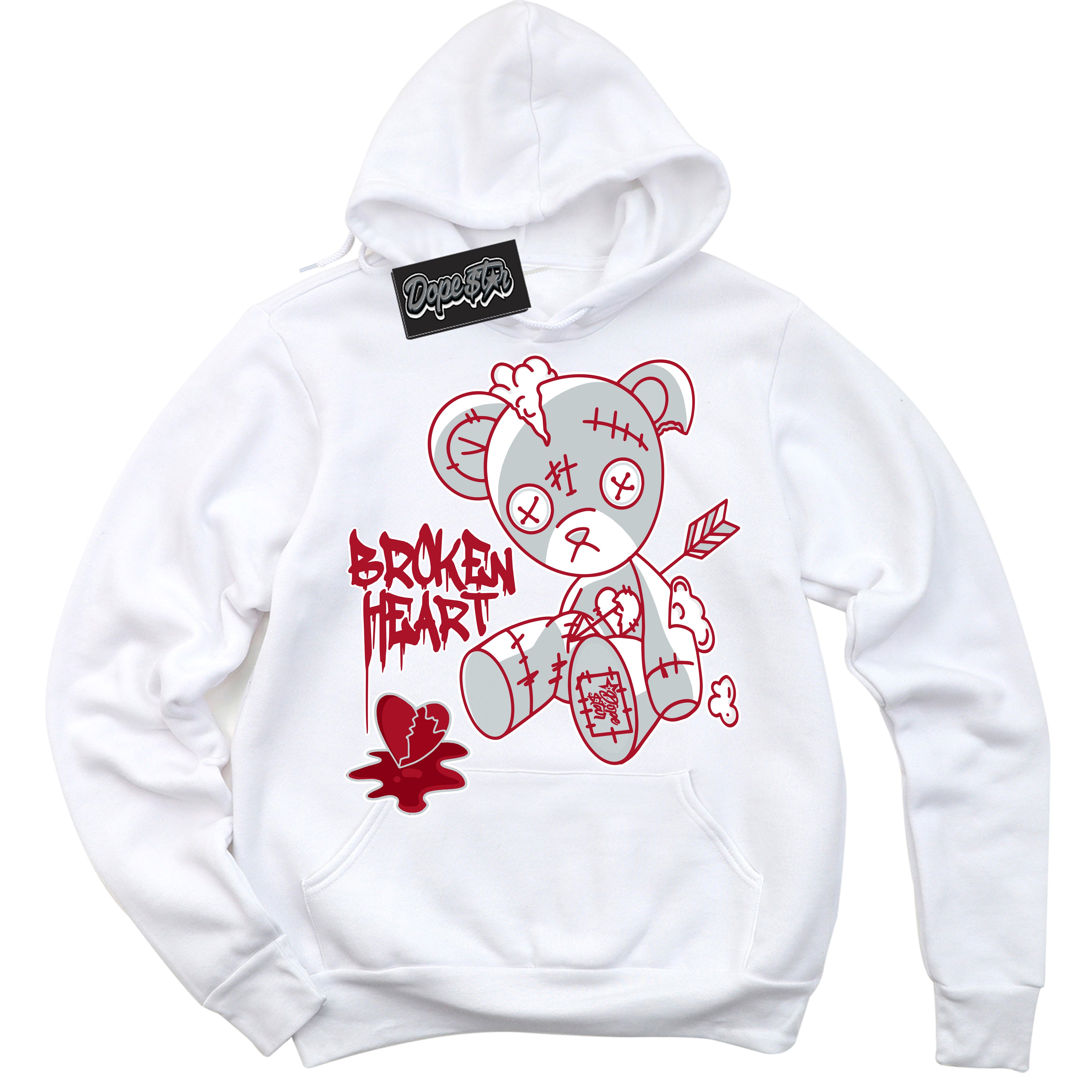 Cool White Hoodie with “ Broken Heart Bear ”  design that Perfectly Matches Reverse Ultraman Sneakers.