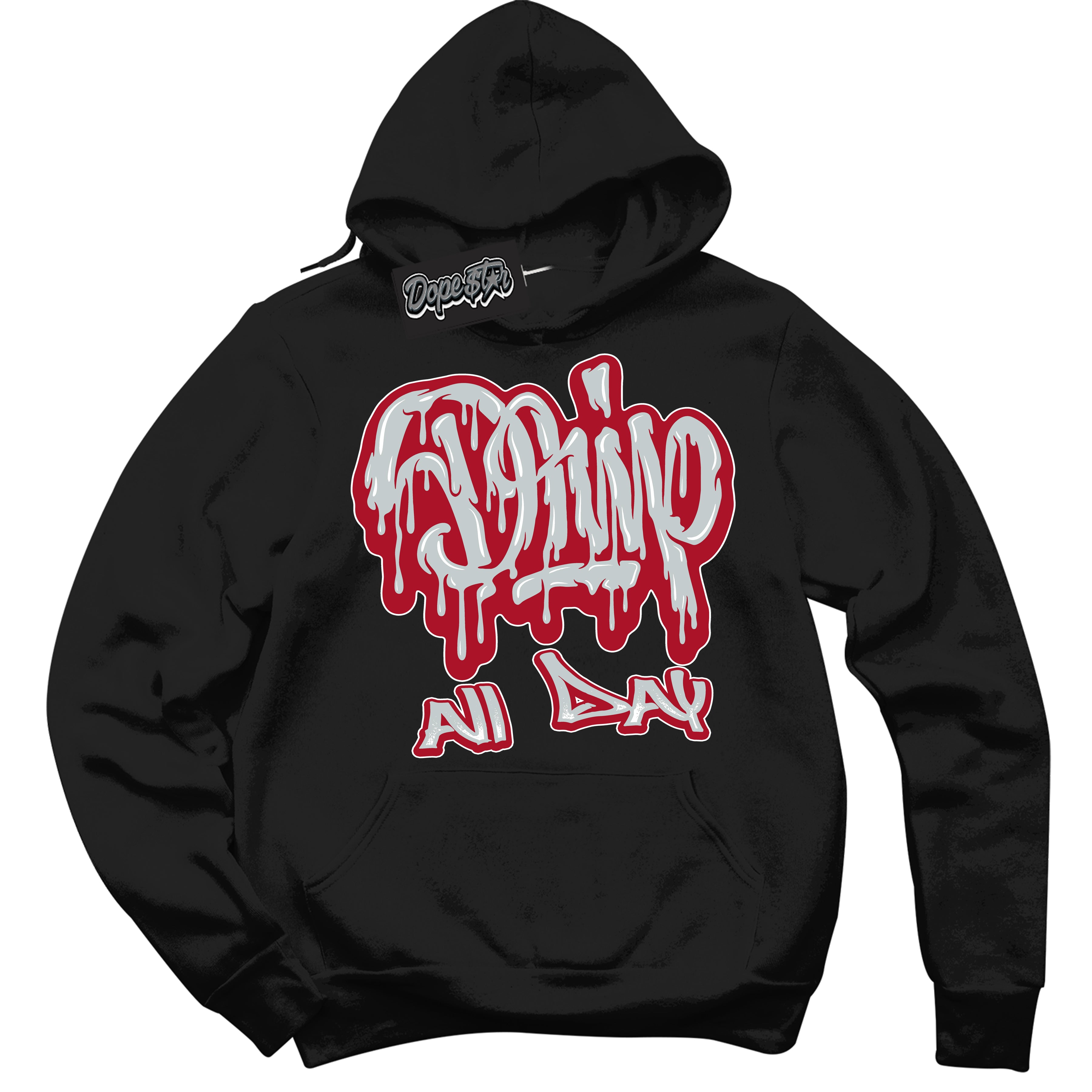 Cool Black Hoodie with “ Drip All Day ”  design that Perfectly Matches  Reverse Ultraman Sneakers.