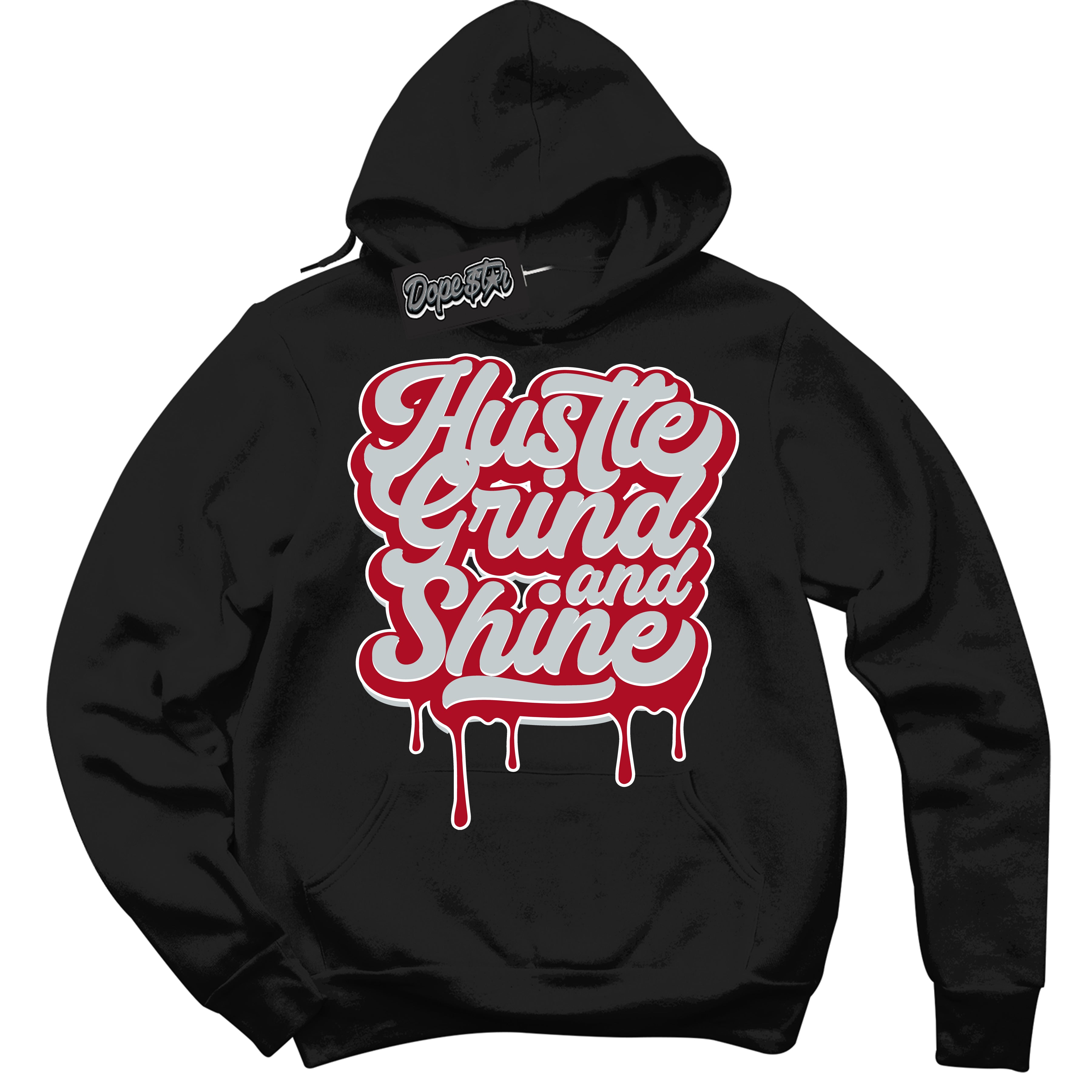 Cool Black Hoodie with “ Hustle Grind And Shine ”  design that Perfectly Matches  Reverse Ultraman Sneakers.