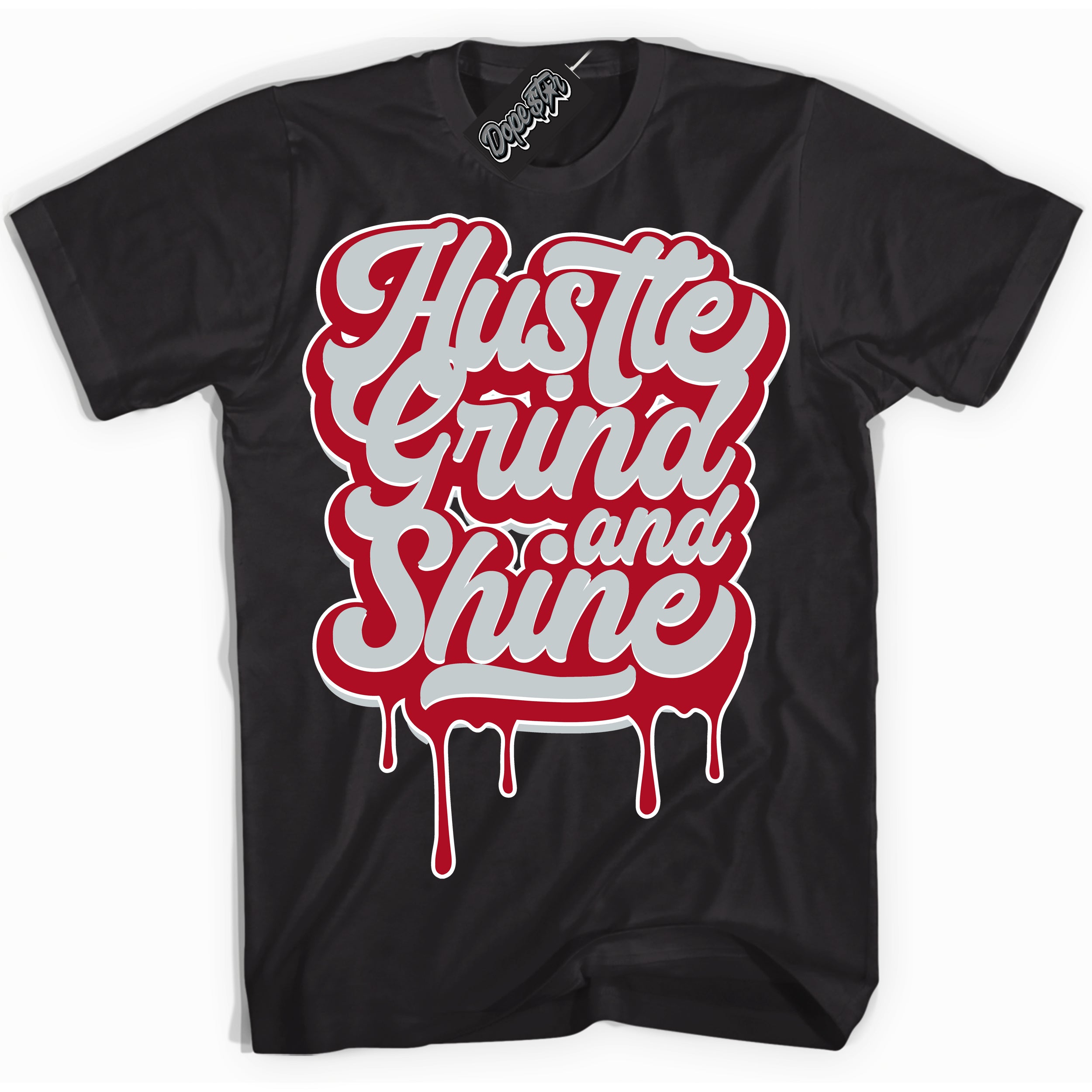 Cool Black Shirt with “ Hustle Grind And Shine ” design that perfectly matches Reverse Ultraman Sneakers.