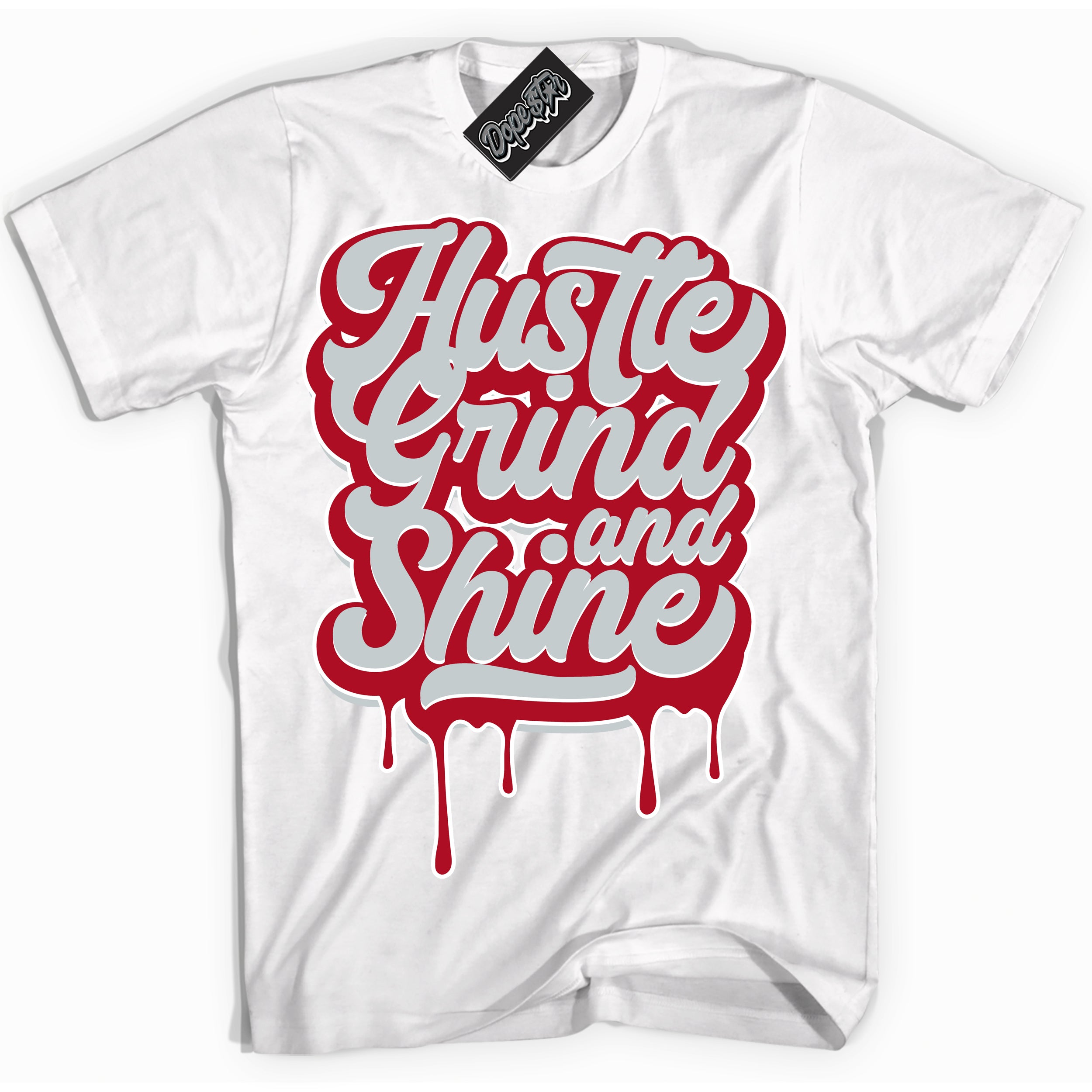 Cool White Shirt with “ Hustle Grind And Shine ” design that perfectly matches Reverse Ultraman Sneakers.