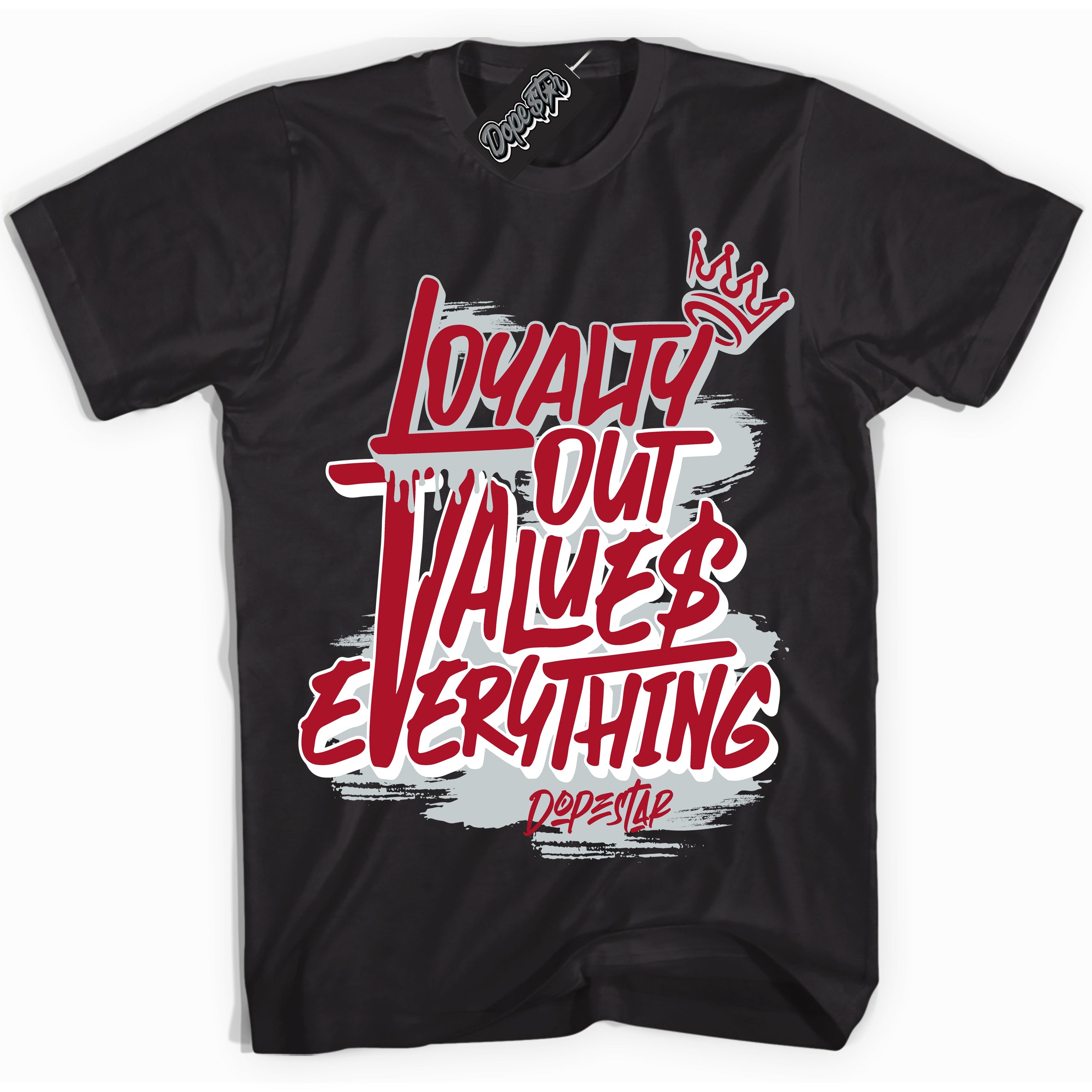 Cool Black Shirt with “ Loyalty Out Values Everything ” design that perfectly matches Reverse Ultraman Sneakers.