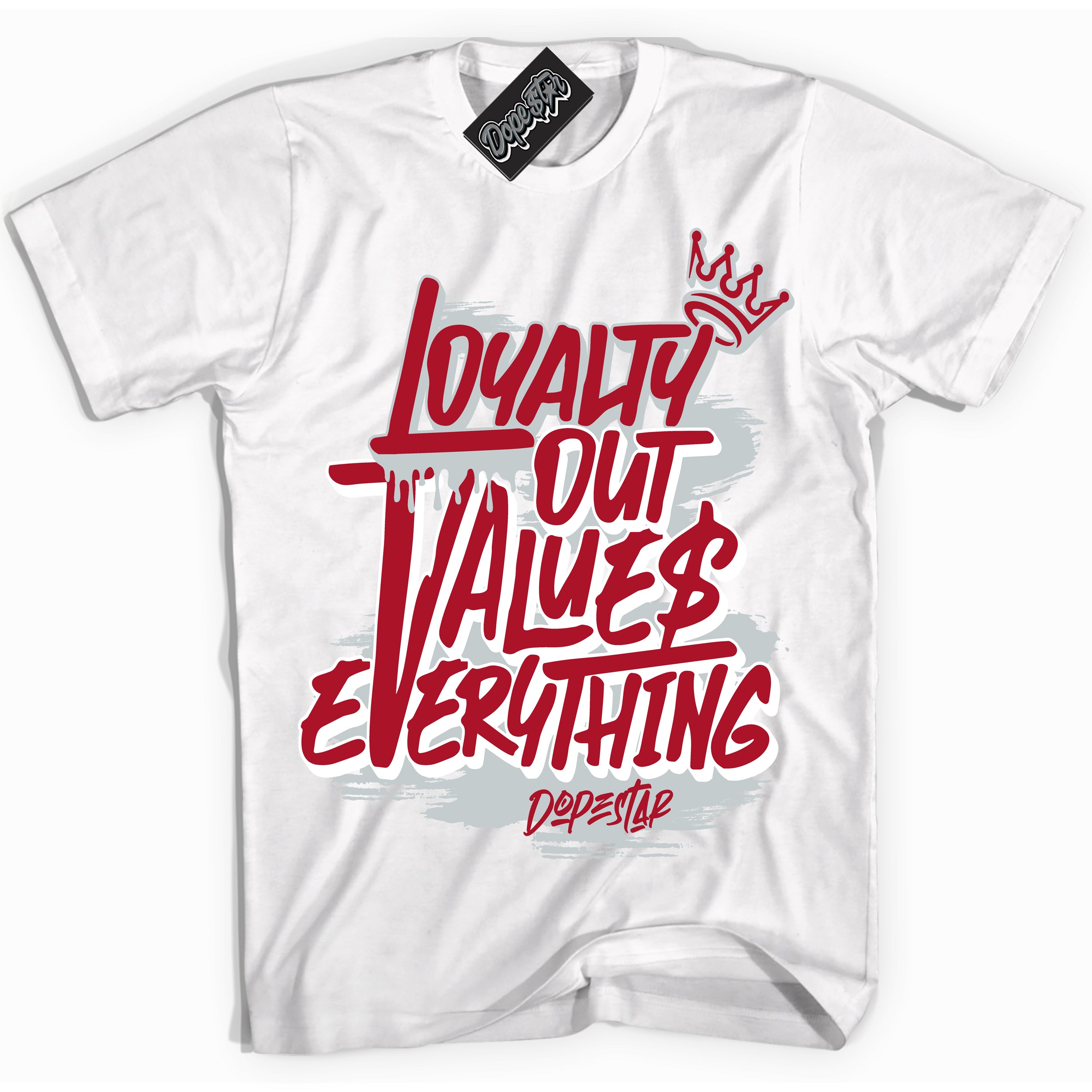 Cool White Shirt with “ Loyalty Out Values Everything ” design that perfectly matches Reverse Ultraman Sneakers.