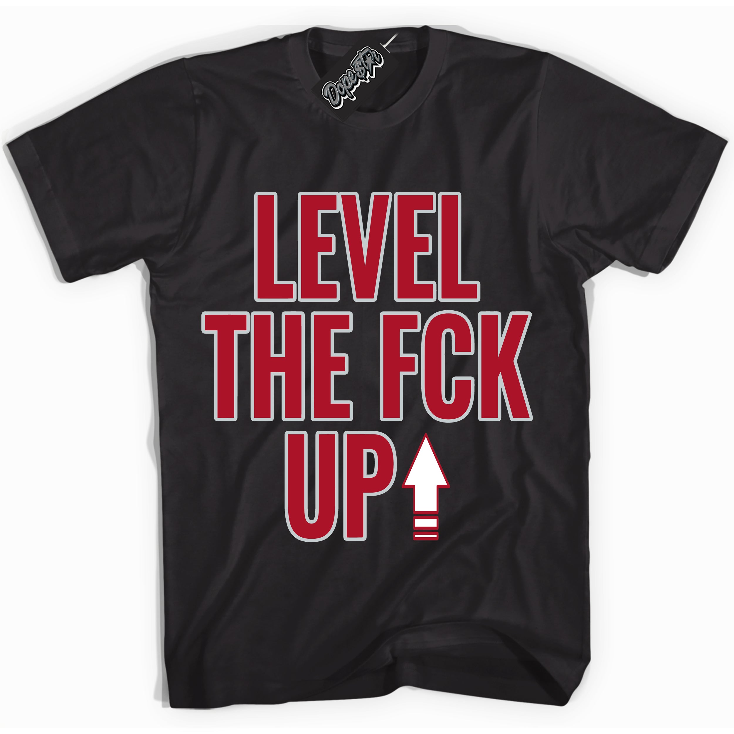 Cool Black Shirt with “ Level The Fck Up” design that perfectly matches Reverse Ultraman Sneakers.