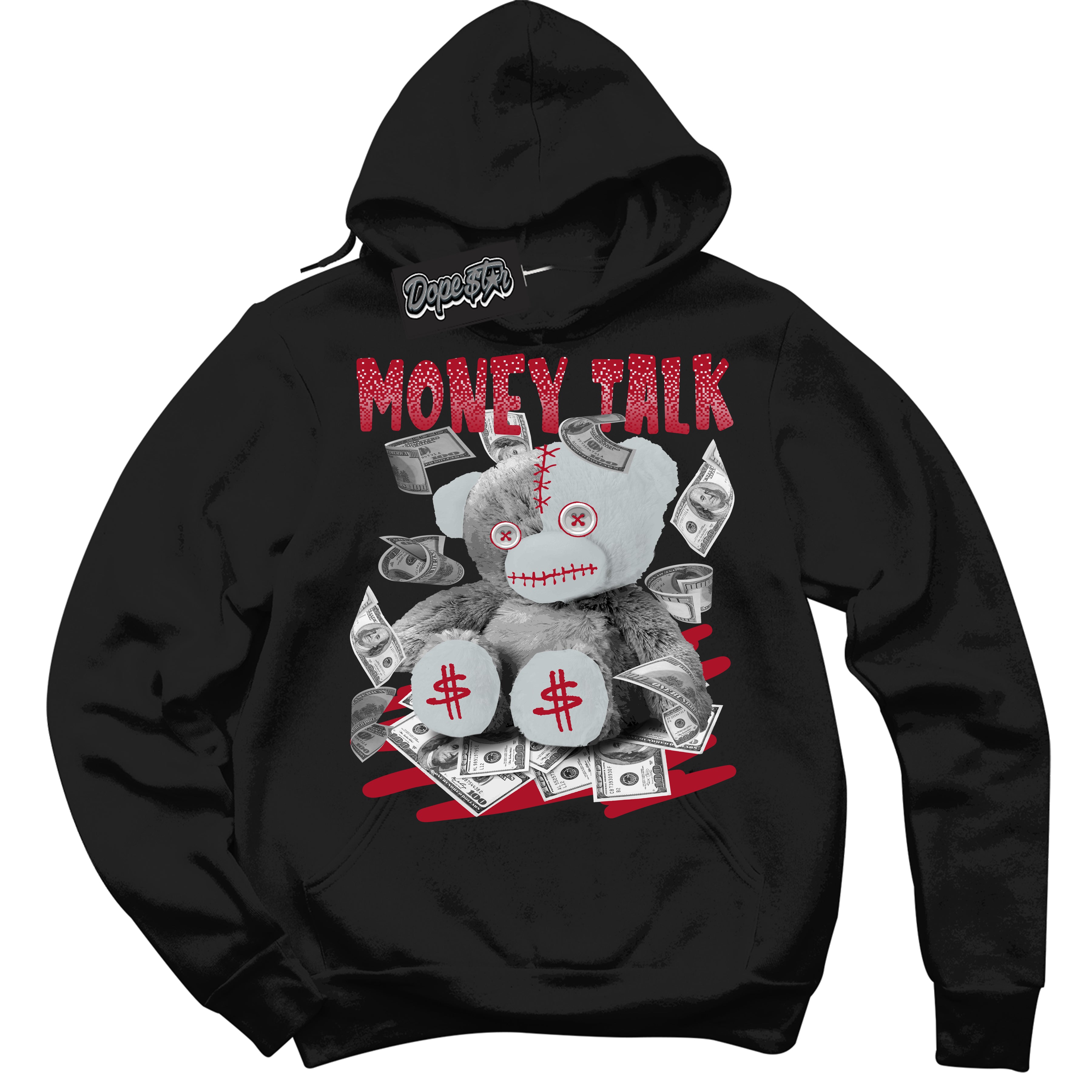 Cool Black Hoodie with “ Money Talk Bear ”  design that Perfectly Matches  Reverse Ultraman Sneakers.