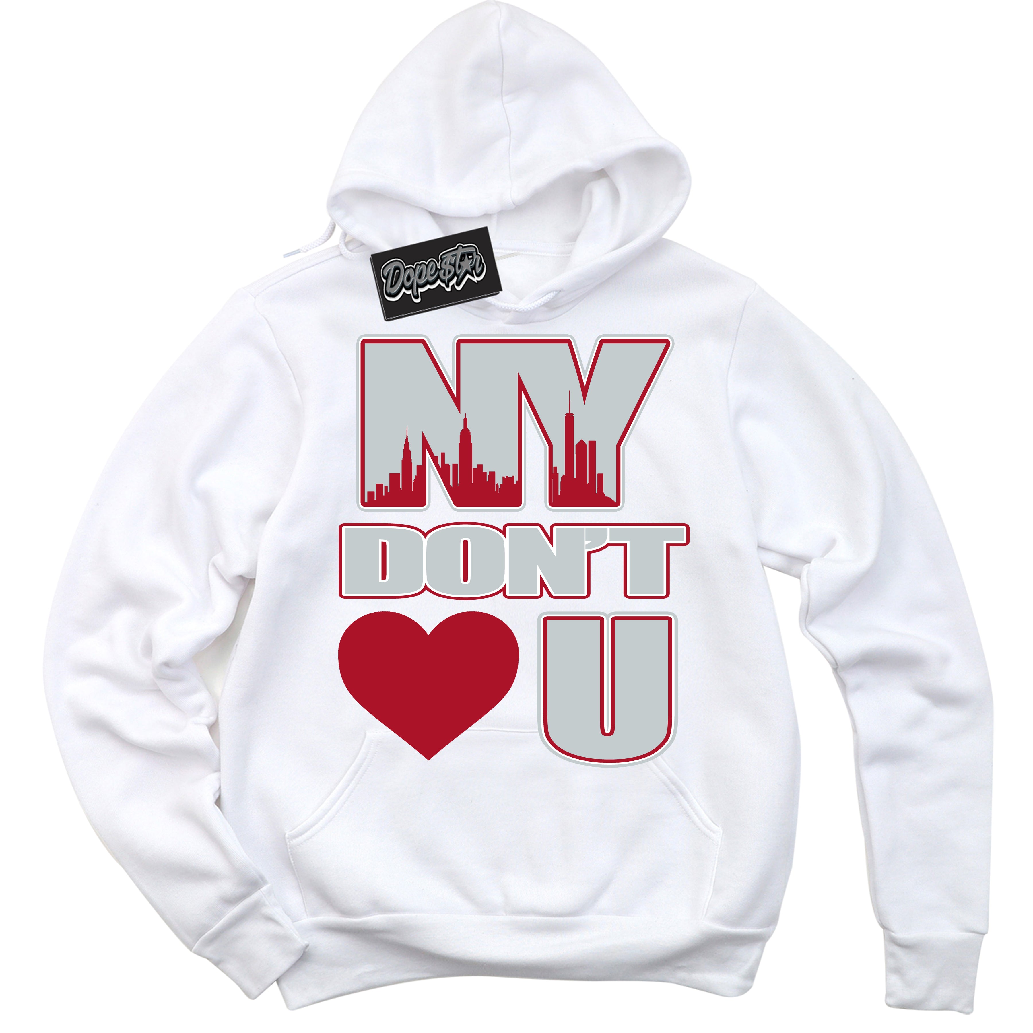 Cool White Hoodie with “ NY Don't Love You ”  design that Perfectly Matches Reverse Ultraman Sneakers.