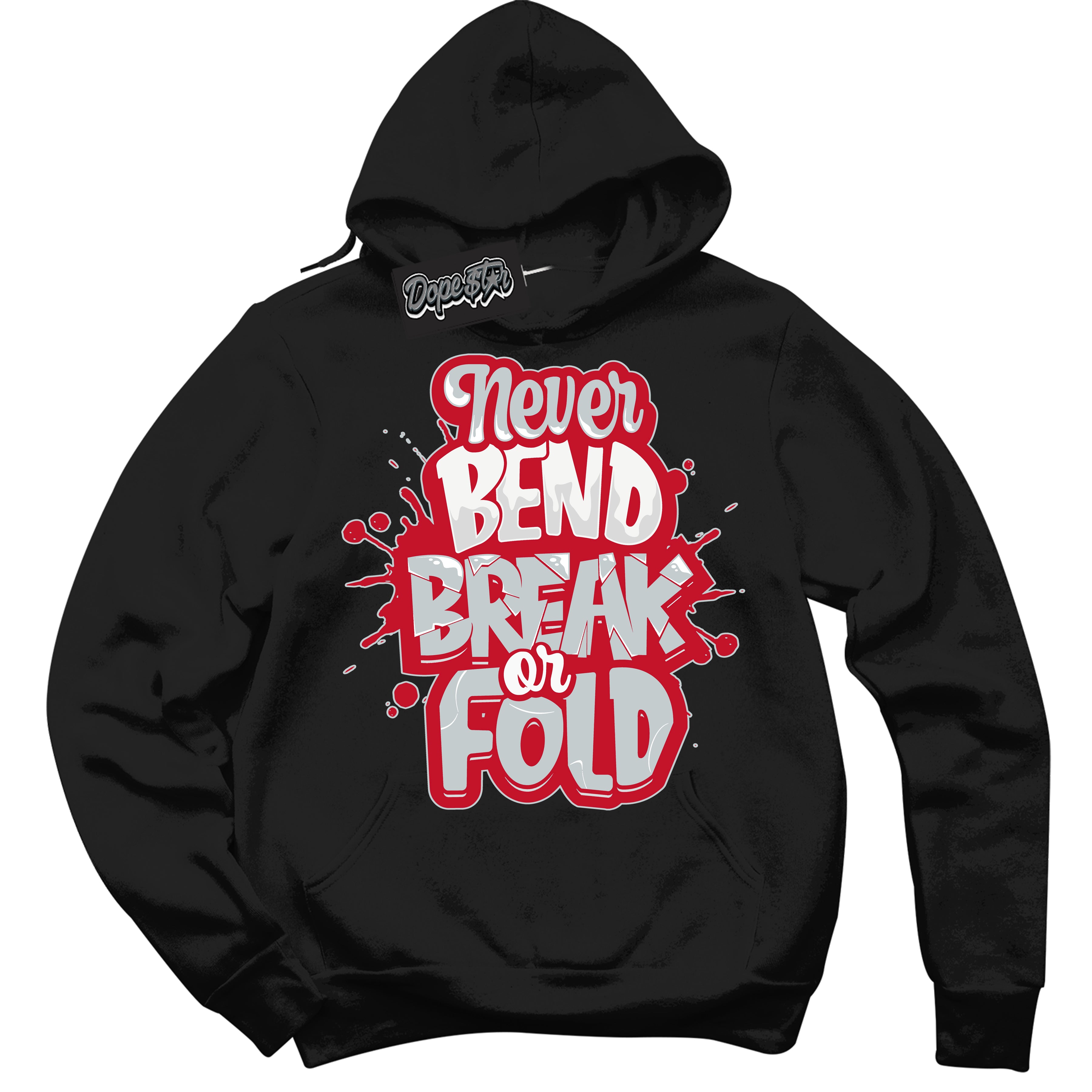 Cool Black Hoodie with “ Never Bend Break Or Fold ”  design that Perfectly Matches  Reverse Ultraman Sneakers.