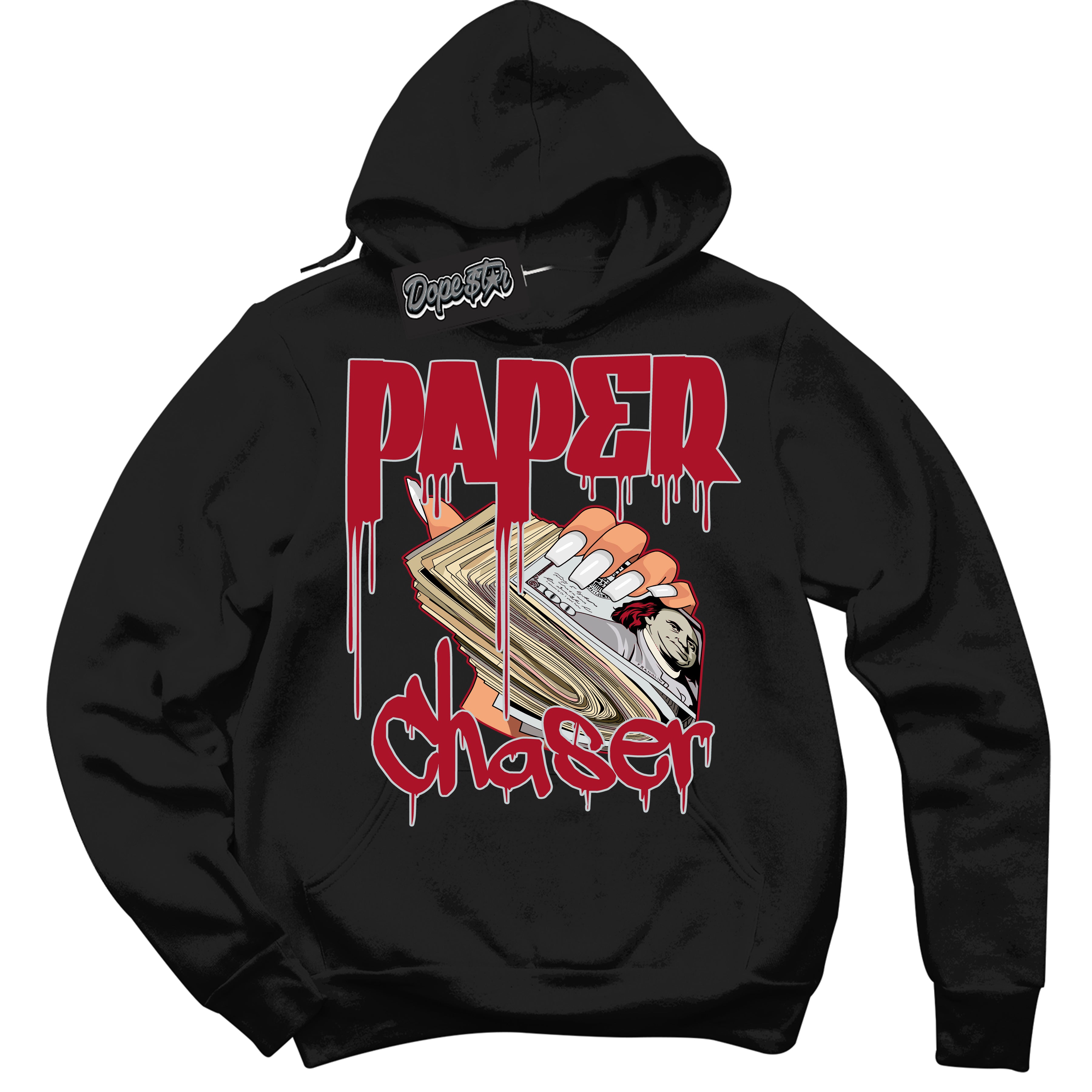Cool Black Hoodie with “ Paper Chaser ”  design that Perfectly Matches  Reverse Ultraman Sneakers.