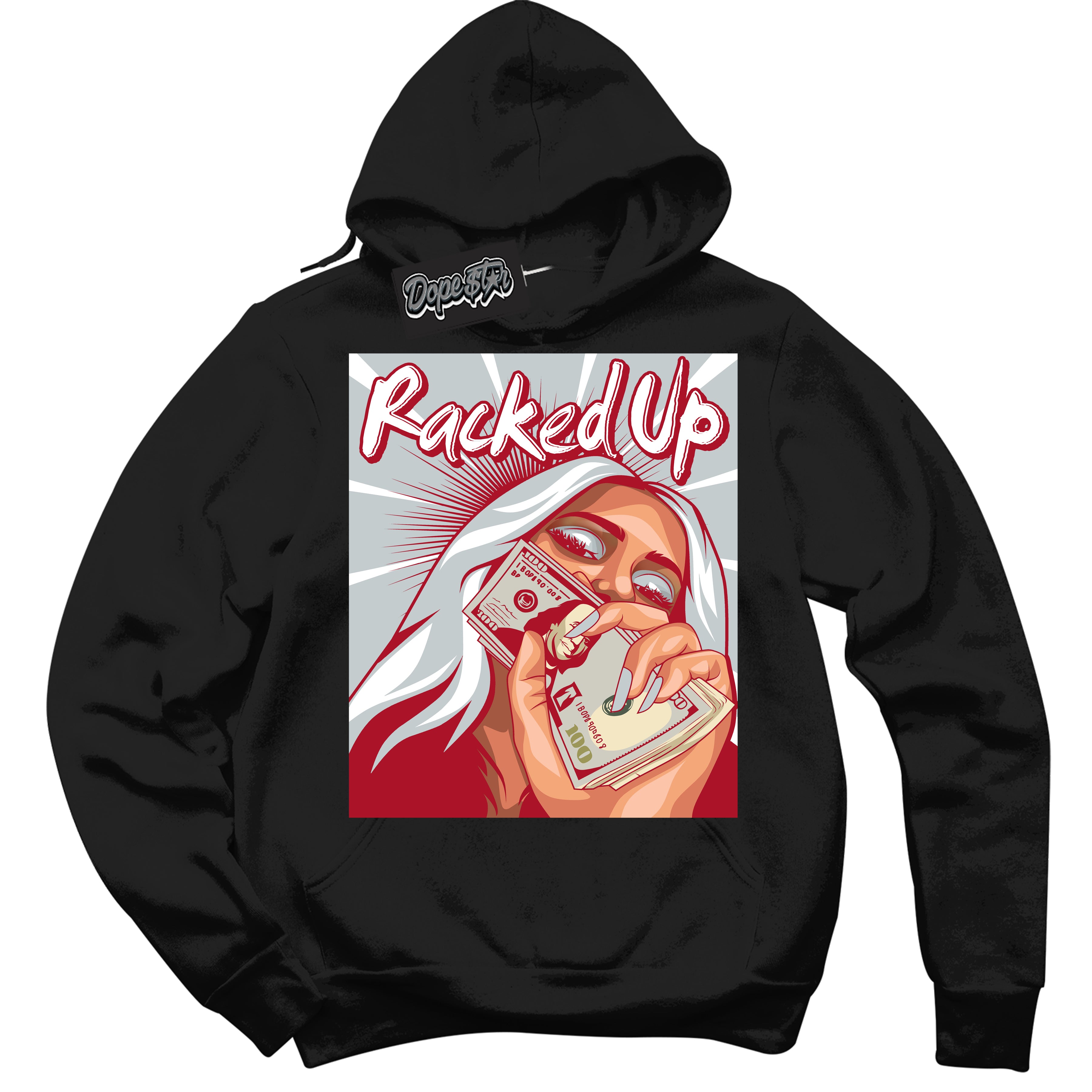 Cool Black Hoodie with “ Racked Up ”  design that Perfectly Matches  Reverse Ultraman Sneakers.