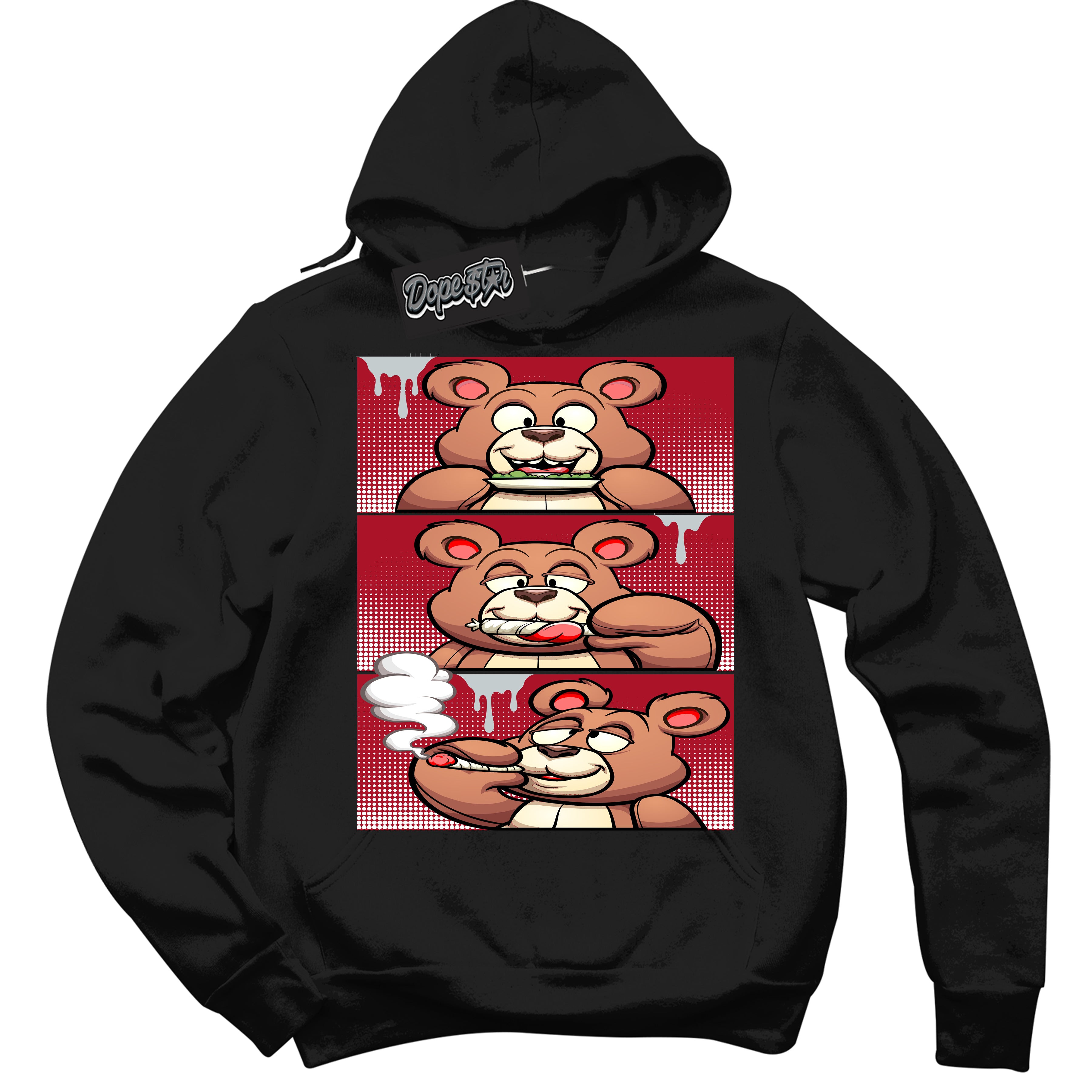 Cool Black Hoodie with “ Roll It Lick It Smoke It Bear ”  design that Perfectly Matches  Reverse Ultraman Sneakers.