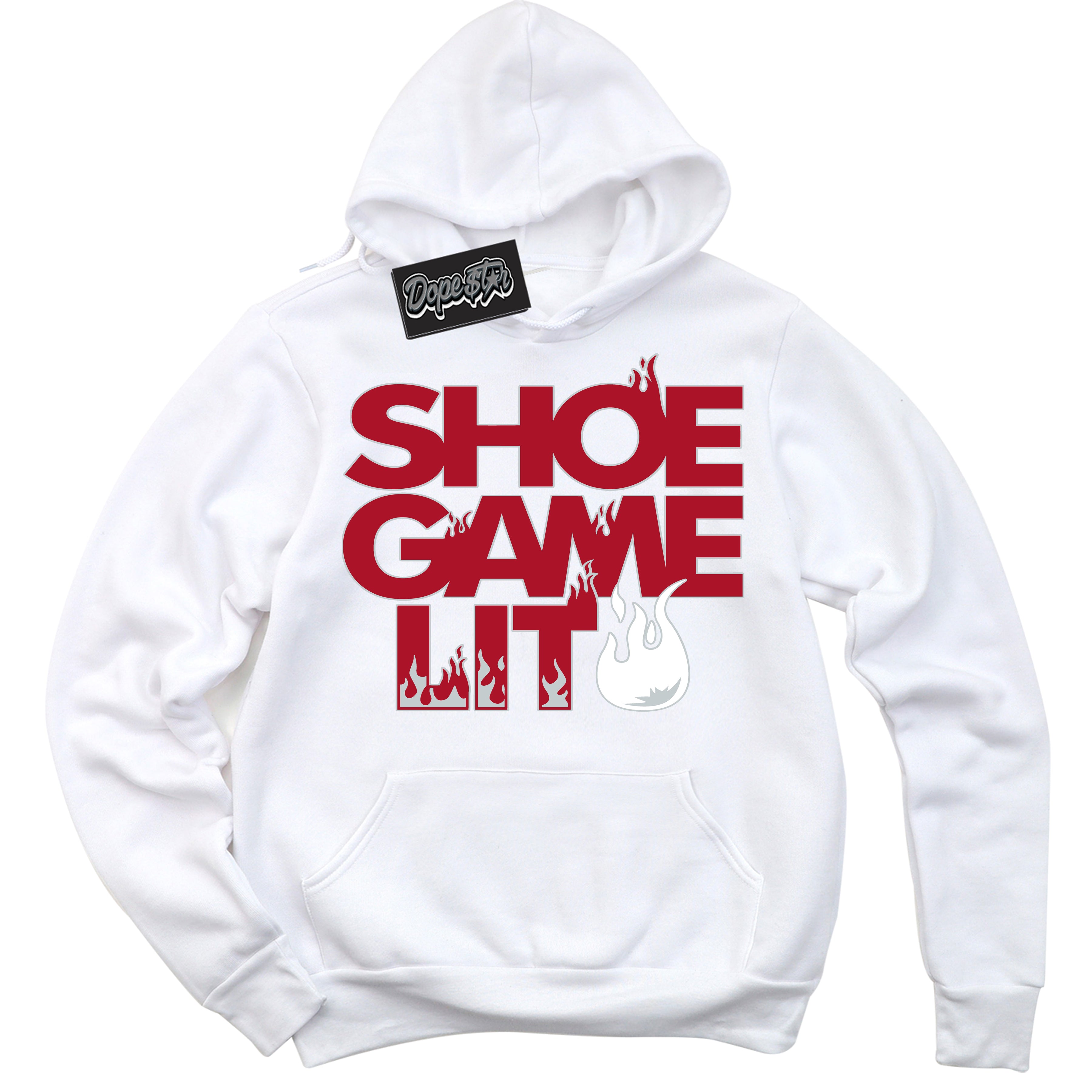 Cool White Hoodie with “ Shoe Game Lit ”  design that Perfectly Matches  Reverse Ultraman Sneakers.