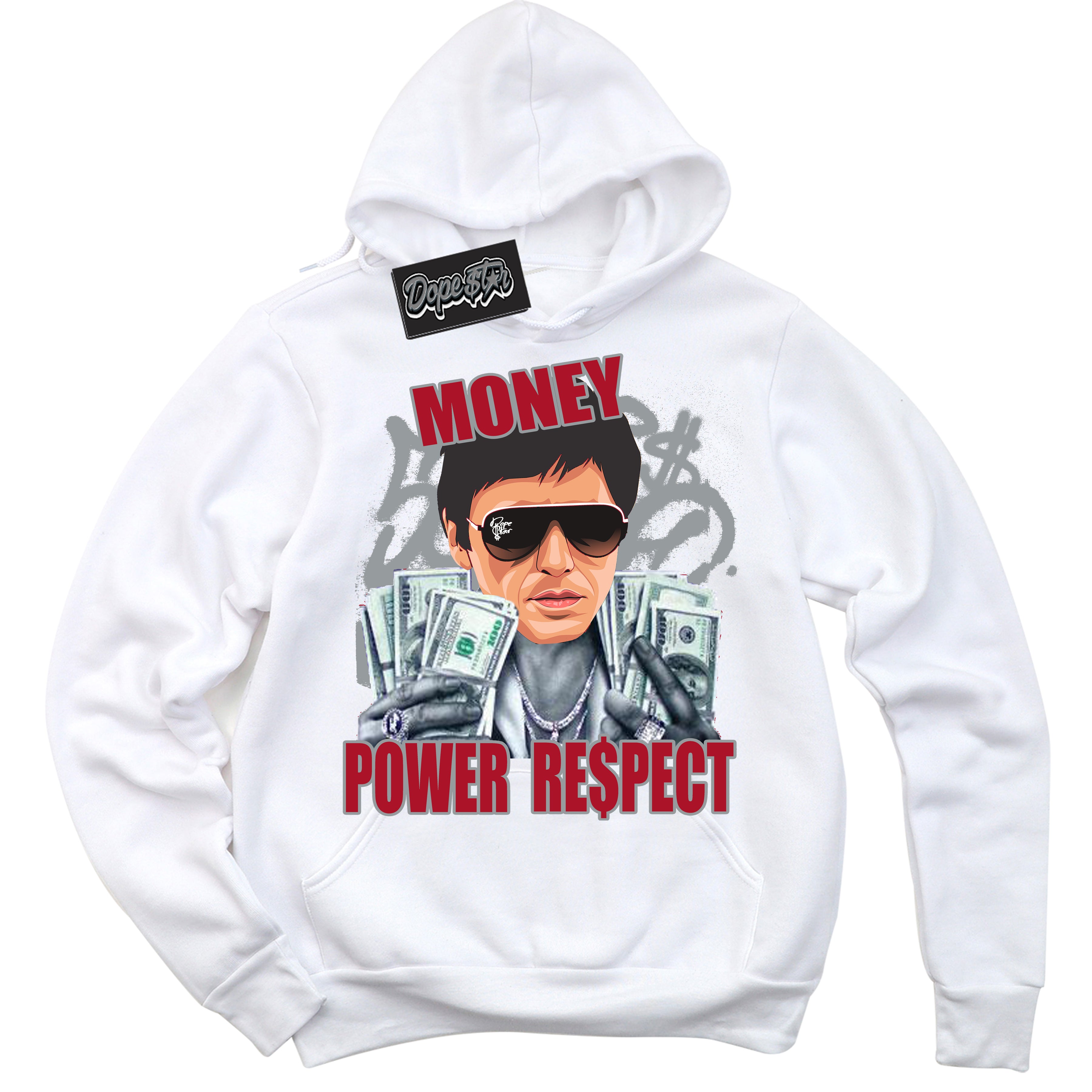 Cool White Hoodie with “ Tony Montana ”  design that Perfectly Matches  Reverse Ultraman Sneakers.