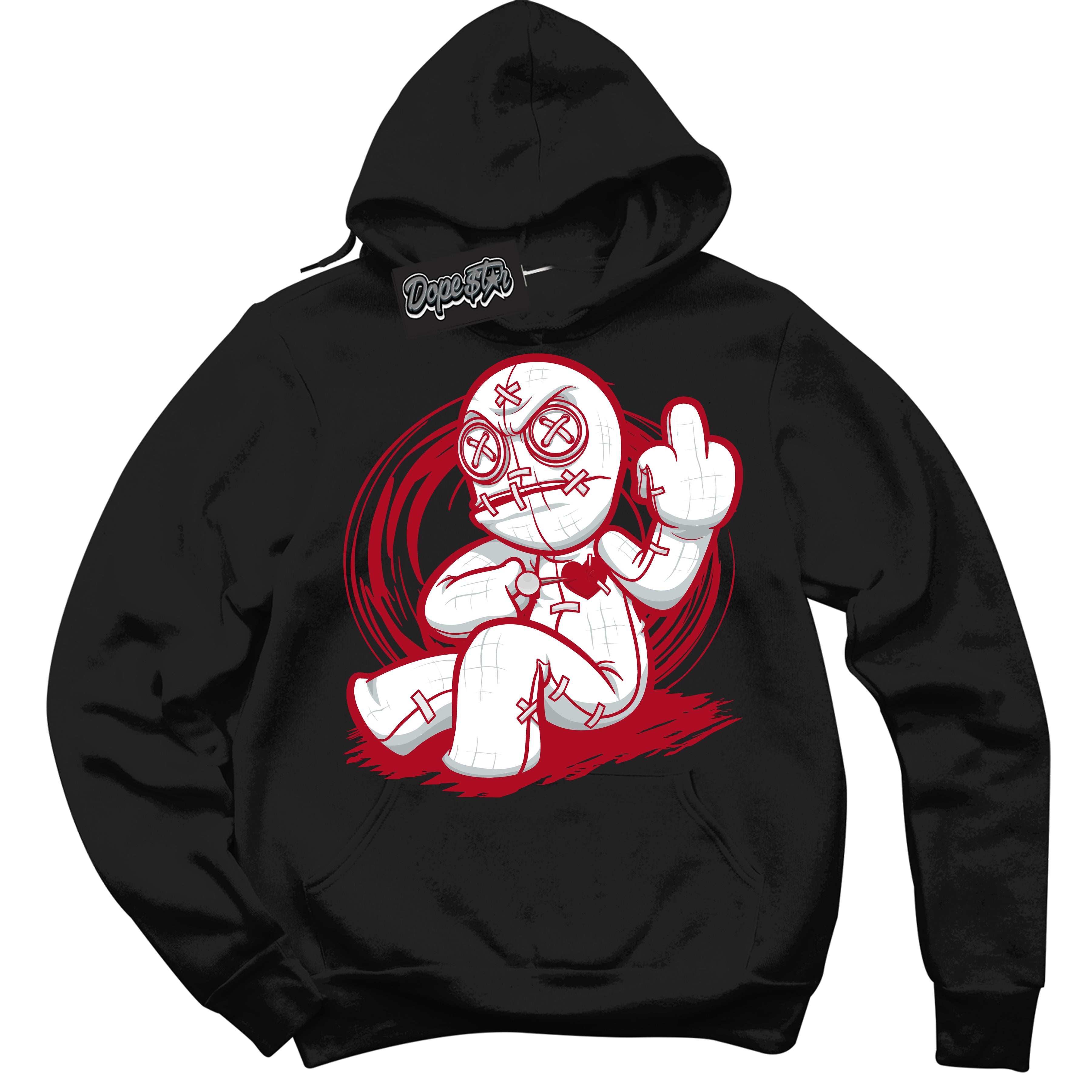 Cool Black Hoodie with “ VooDoo Doll ”  design that Perfectly Matches  Reverse Ultraman Sneakers.