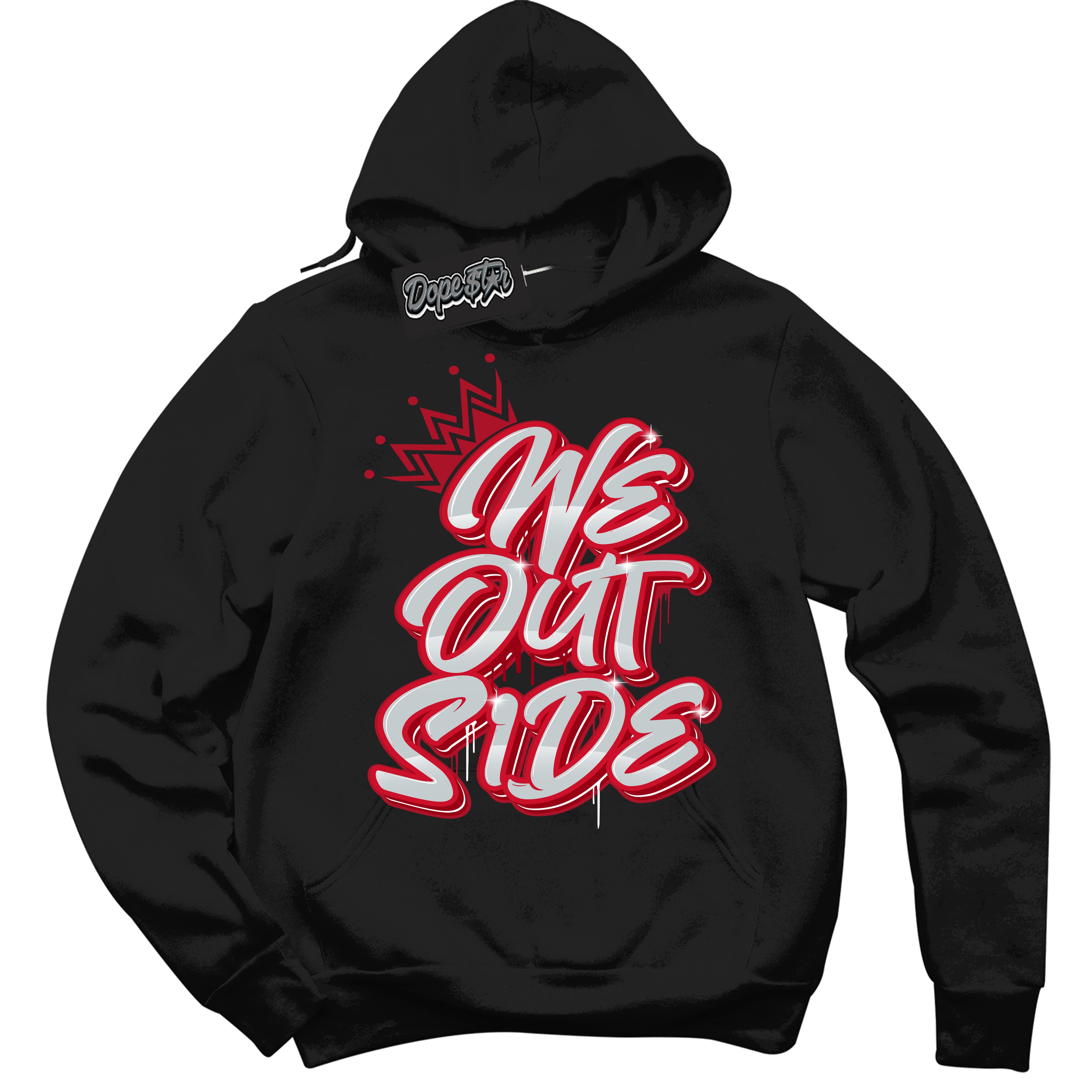 Cool Black Hoodie with “ We Outside ”  design that Perfectly Matches  Reverse Ultraman Sneakers.