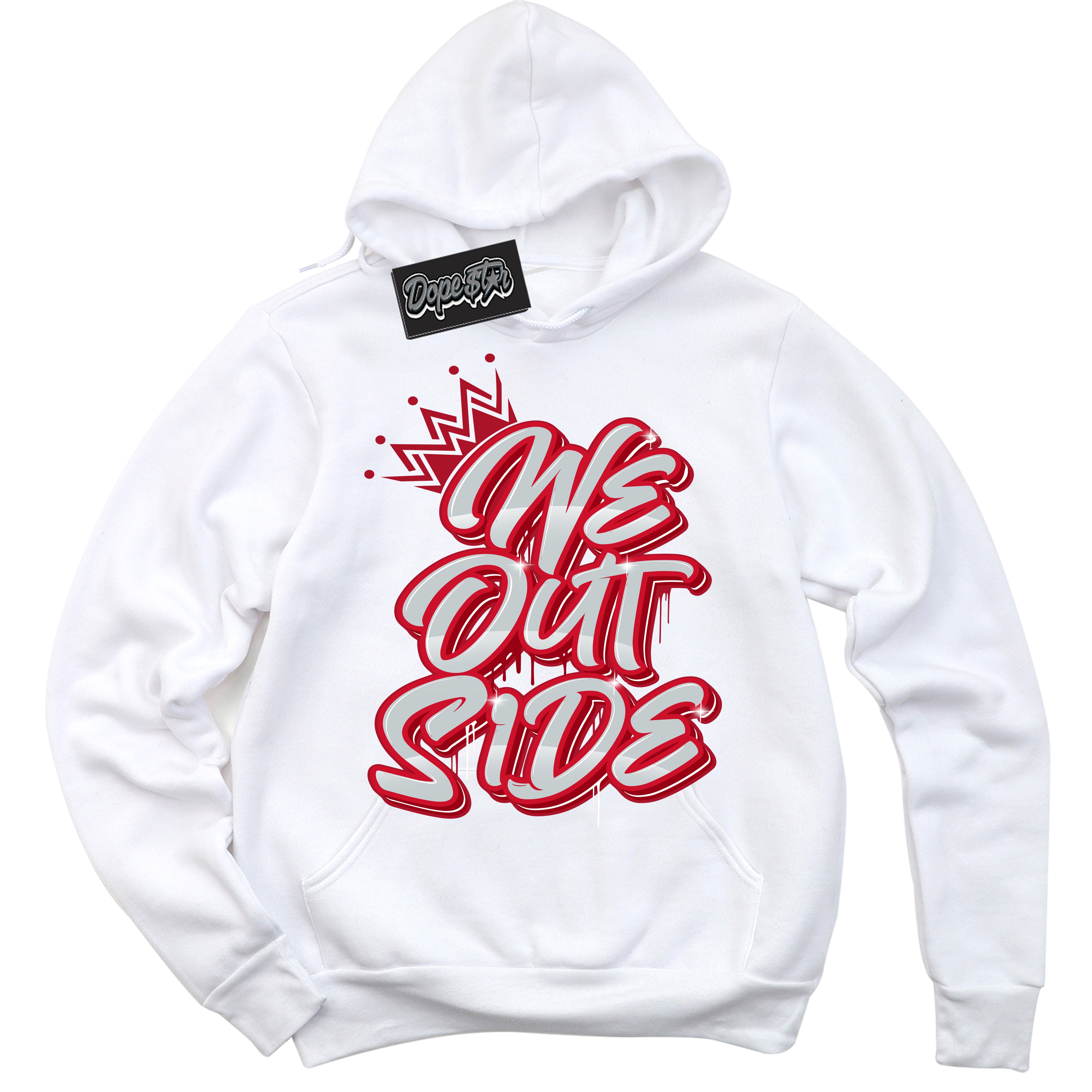 Cool White Hoodie with “ We Outside ”  design that Perfectly Matches  Reverse Ultraman Sneakers.