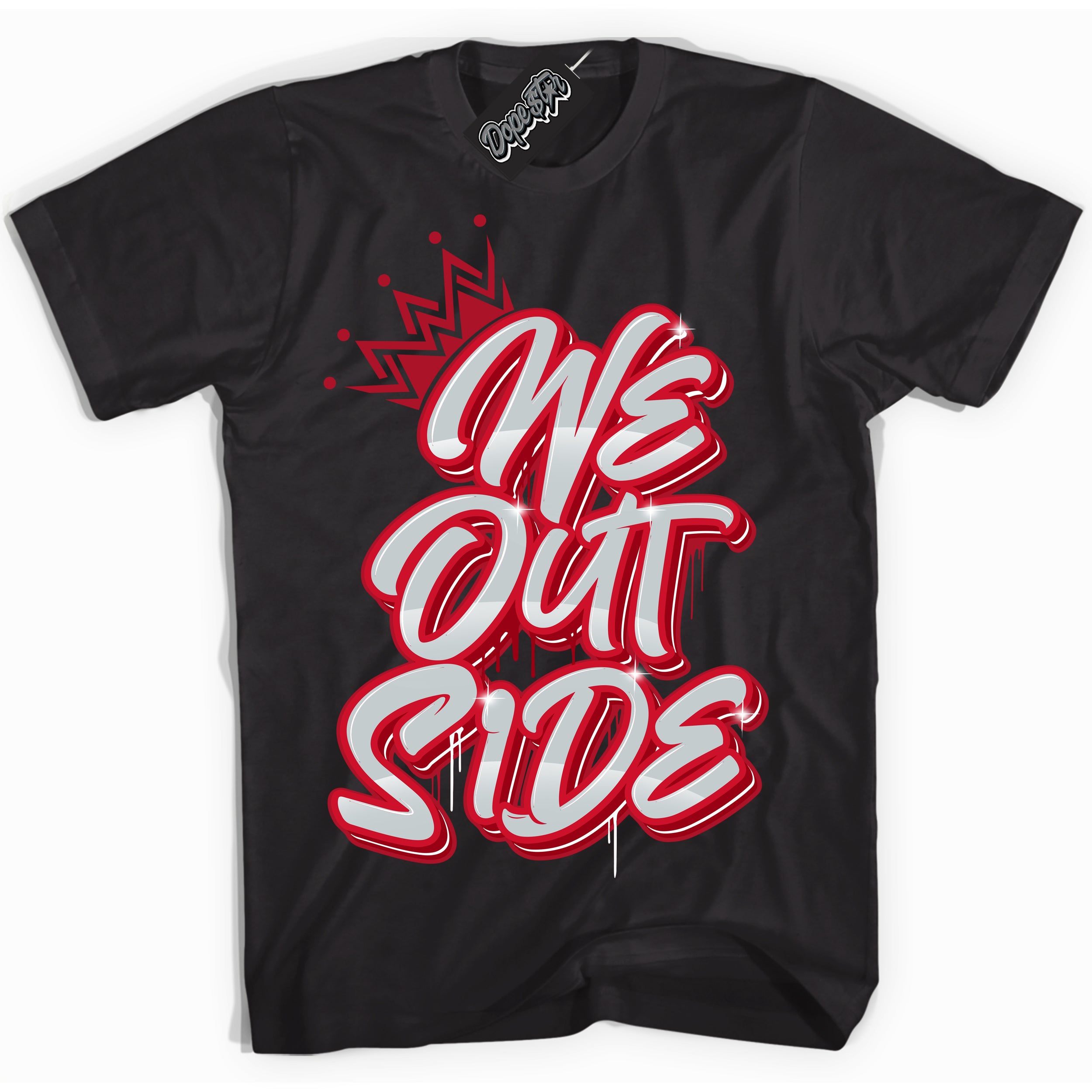 Cool Black Shirt with “ We Outside ” design that perfectly matches Reverse Ultraman Sneakers.