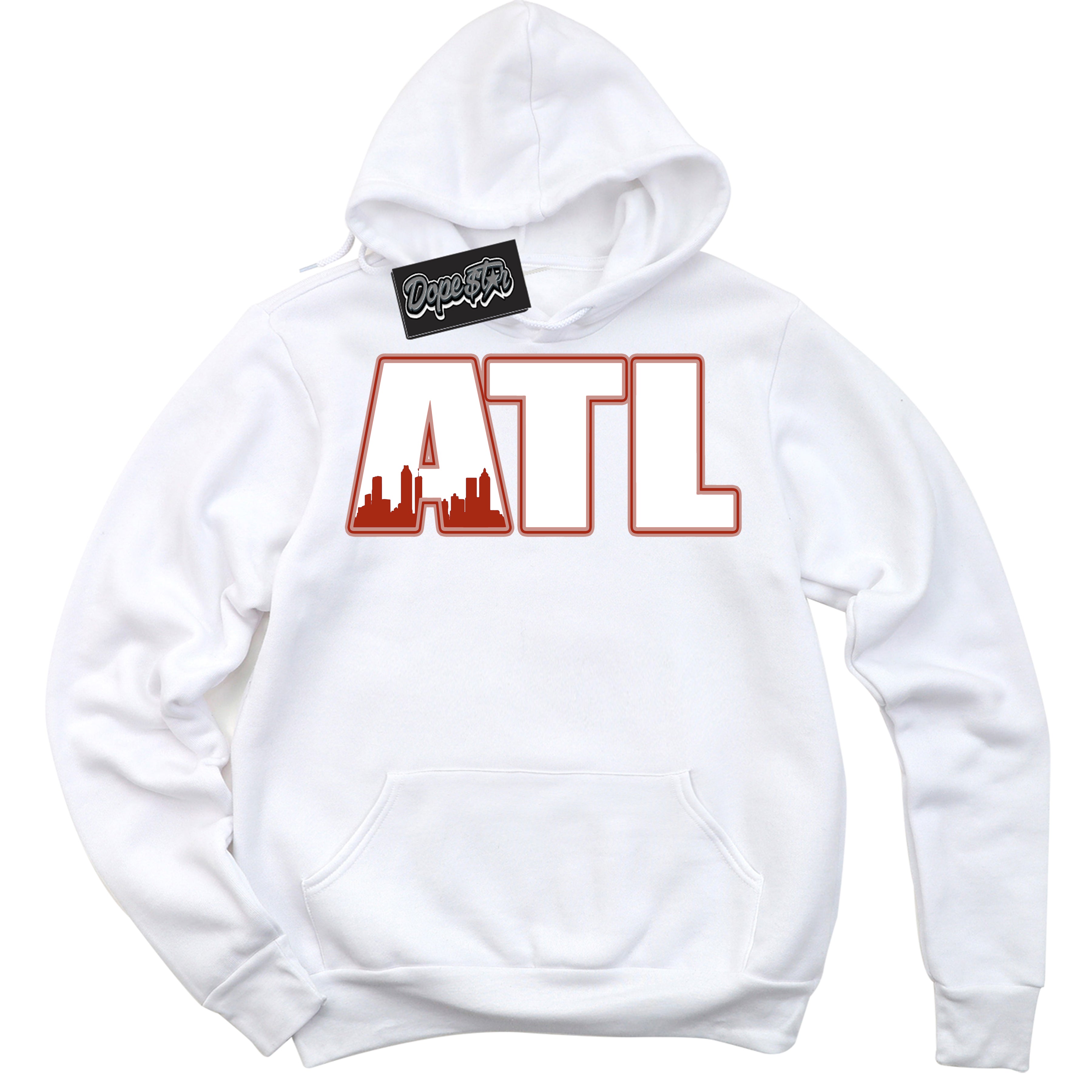 Cool White Hoodie with “ Atlanta ”  design that Perfectly Matches Red Stardust Dunk.
