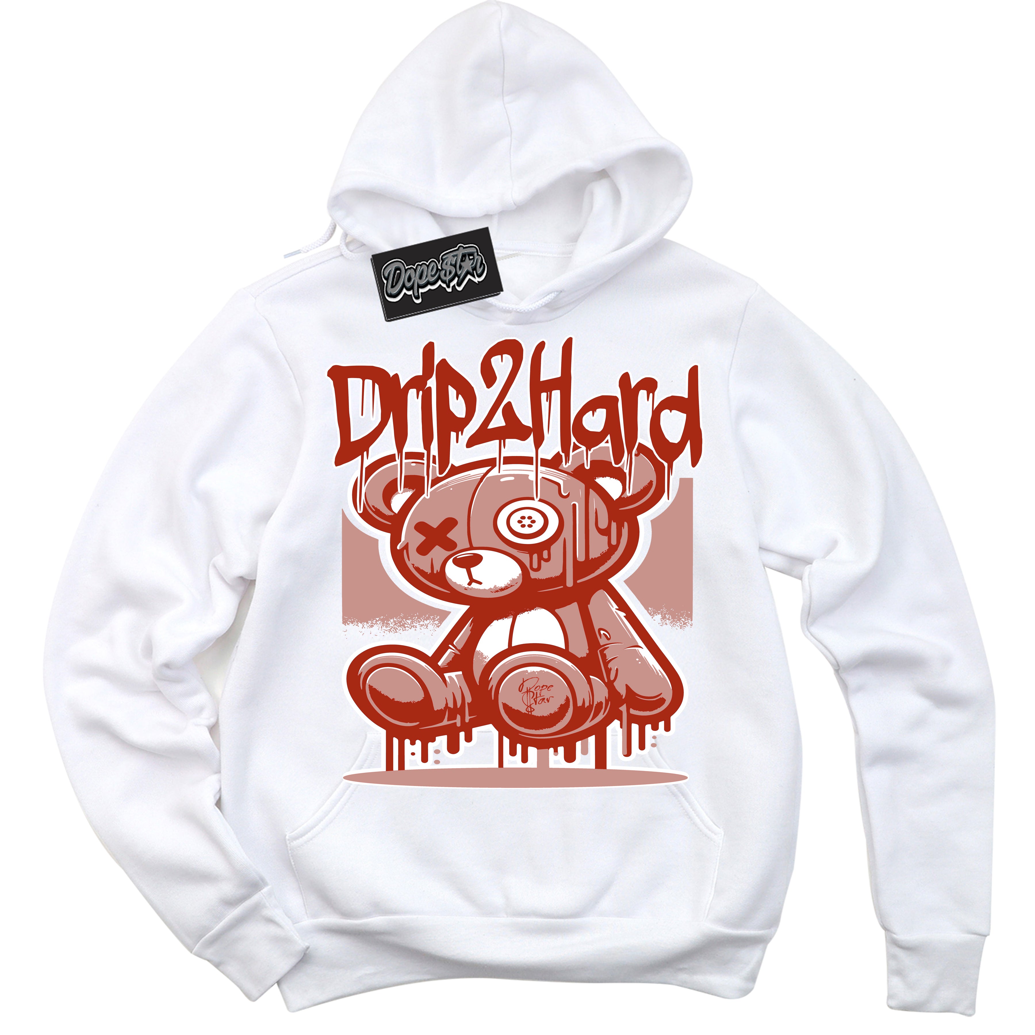 Cool White Hoodie with “ Drip 2 Hard ”  design that Perfectly Matches Red Stardust Dunk.
