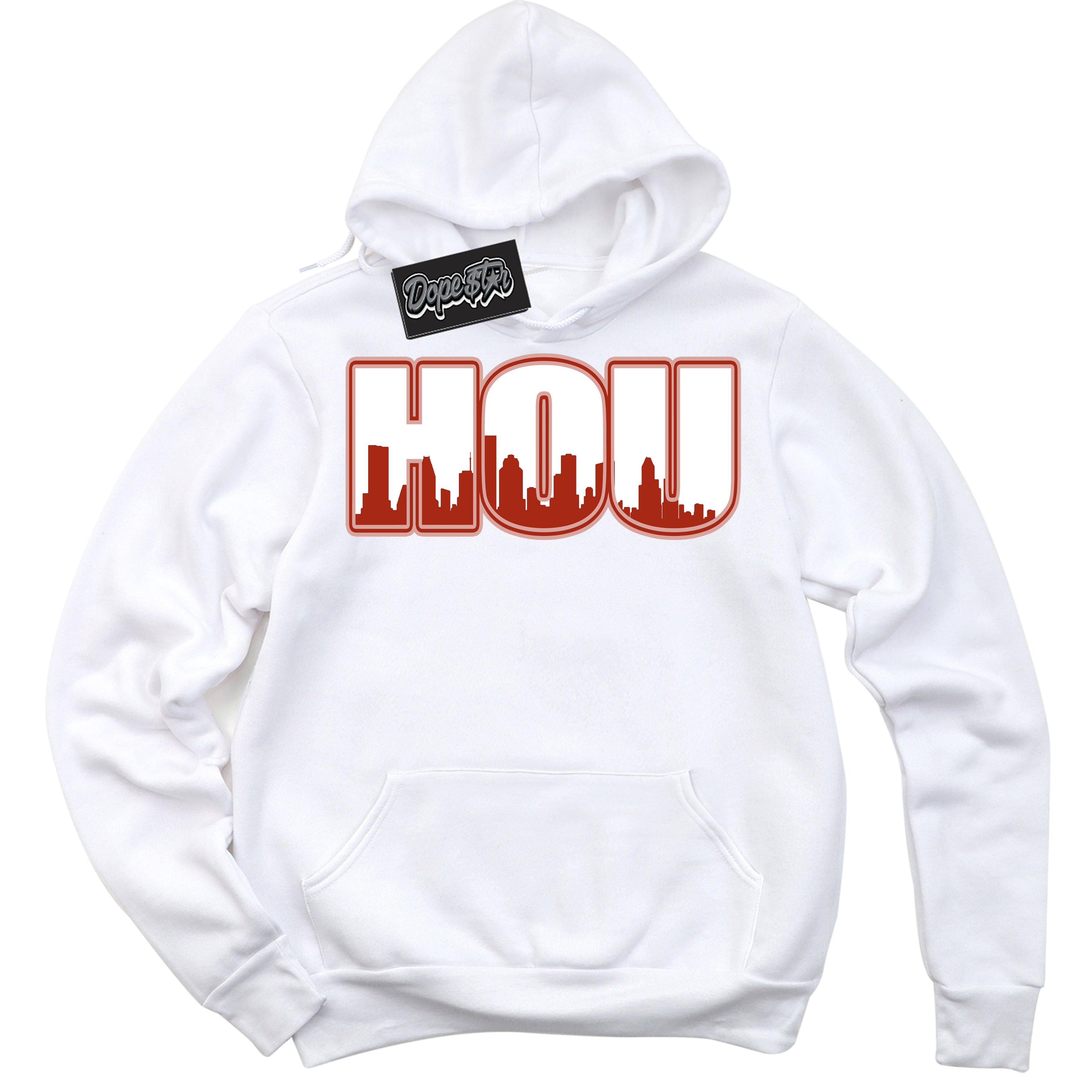 Cool White Hoodie with “ Houston ”  design that Perfectly Matches Red Stardust Dunk.
