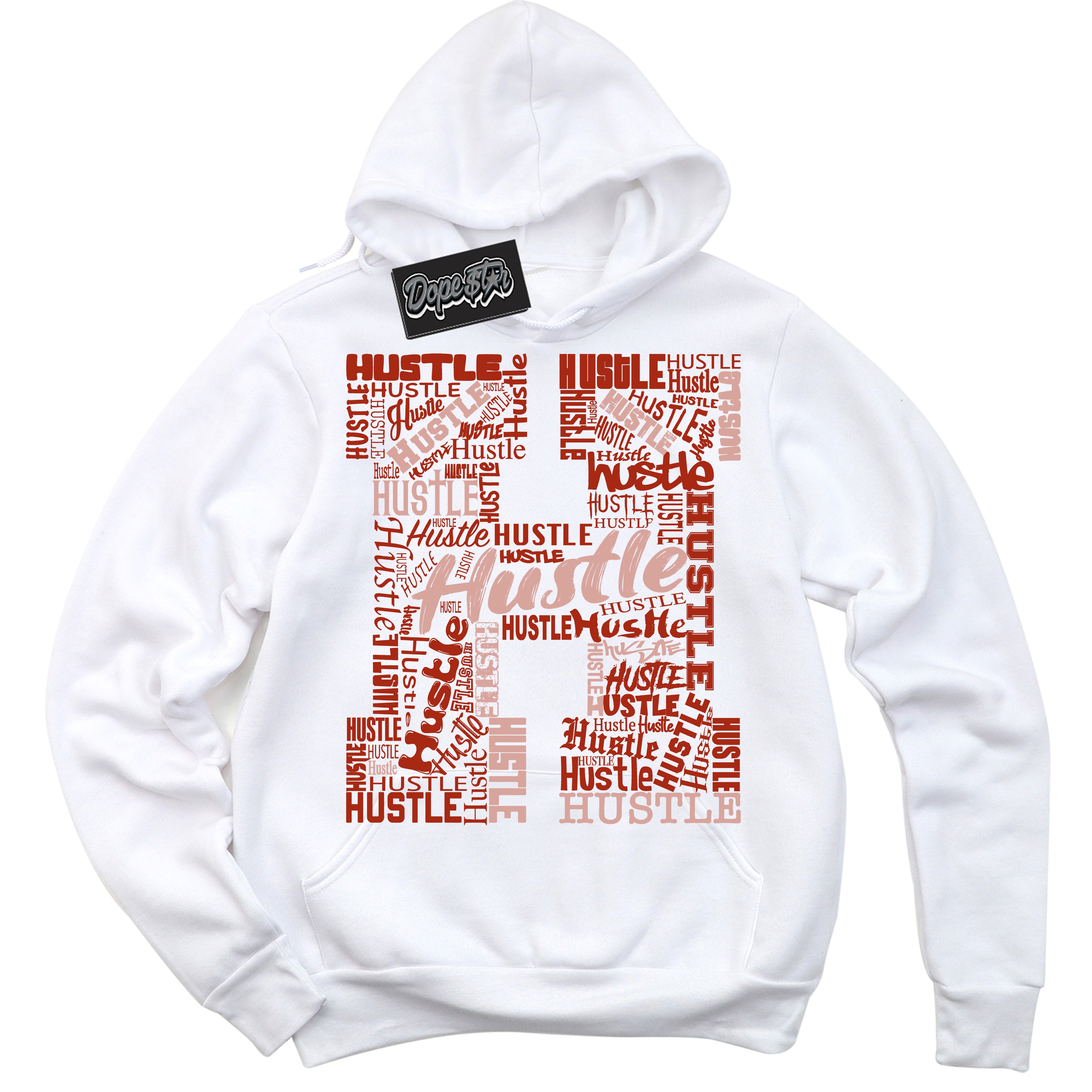 Cool White Hoodie with “ Hustle H ”  design that Perfectly Matches Red Stardust Dunk.
