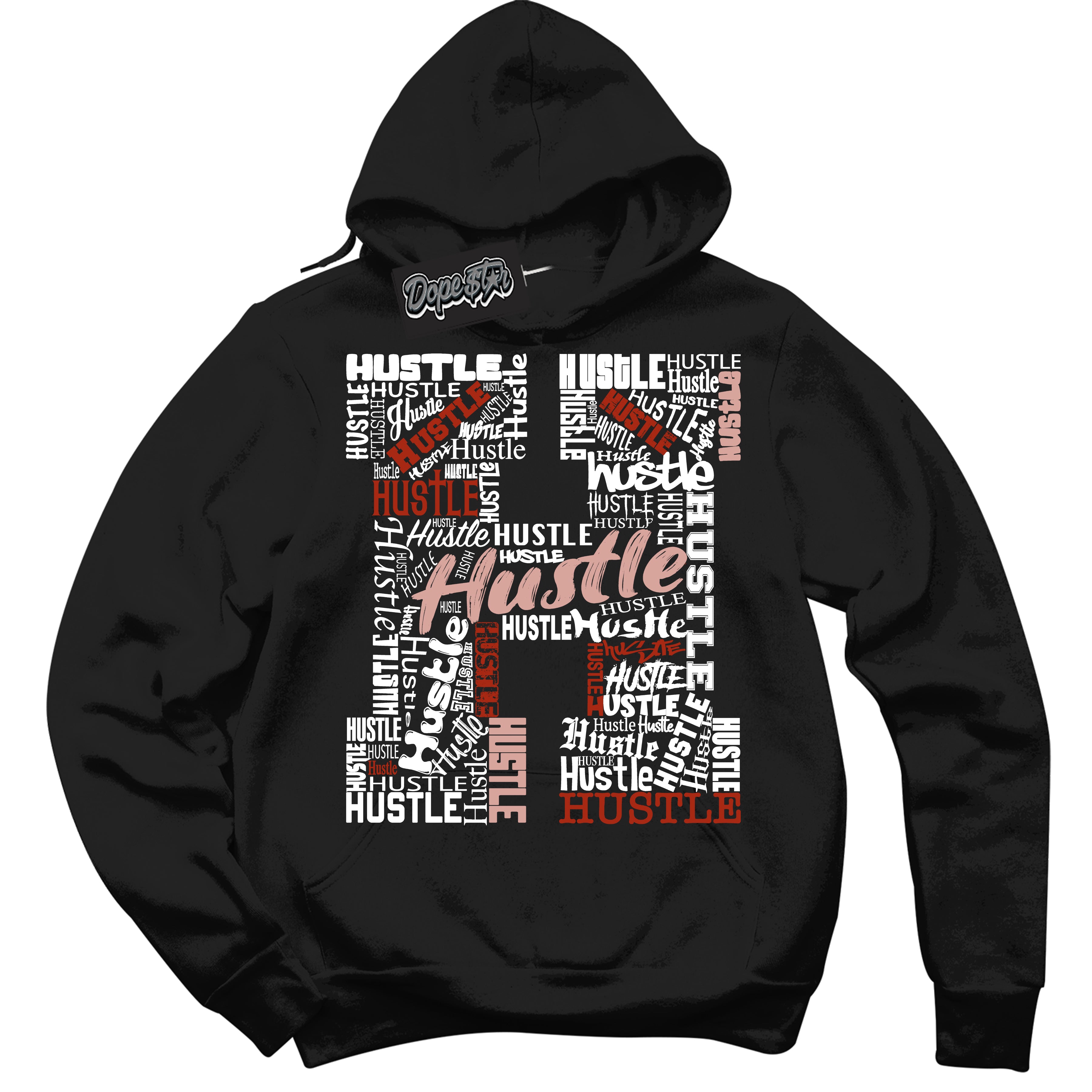 Cool Black Hoodie with “ Hustle H ”  design that Perfectly Matches Red Stardust Dunk.
