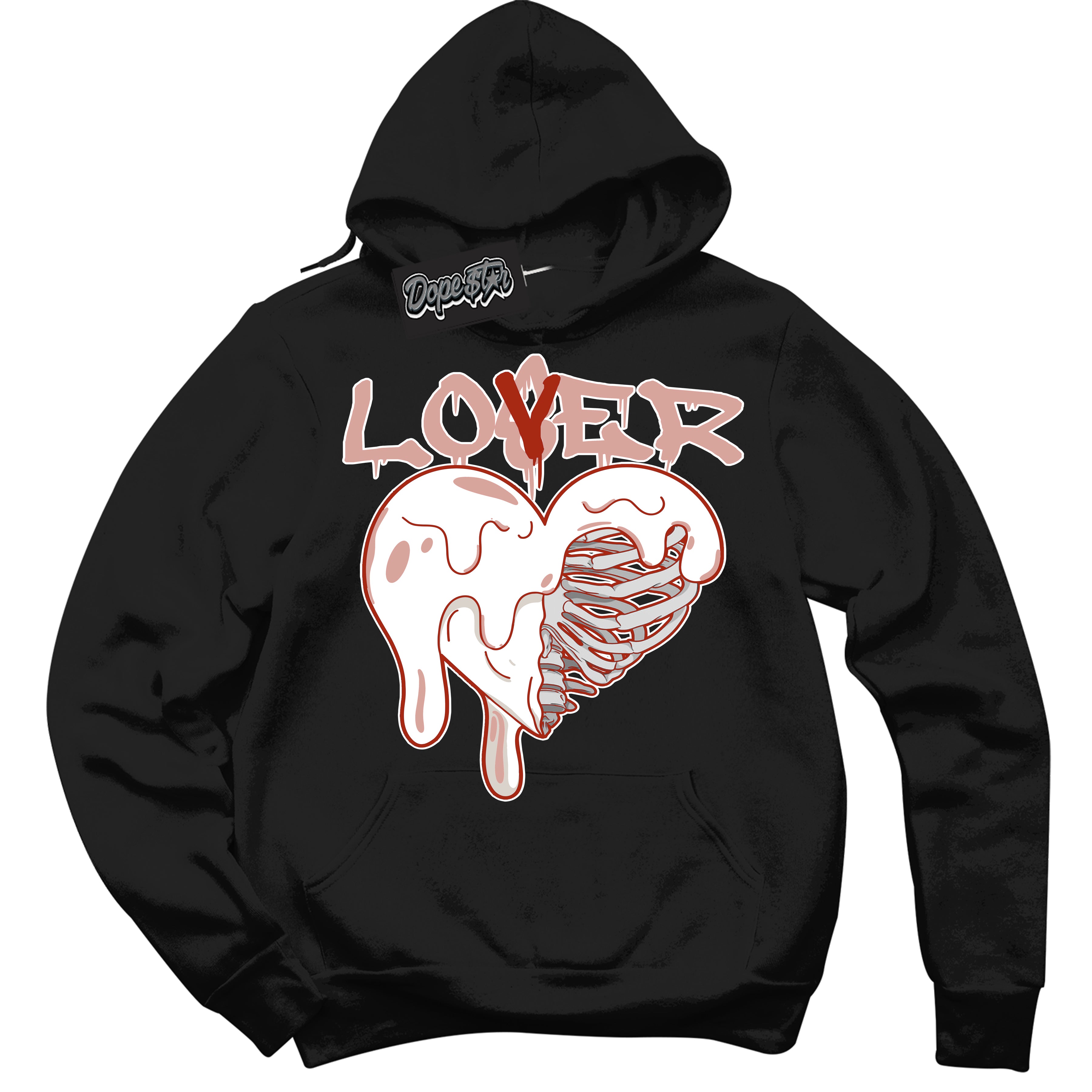 Cool Black Hoodie with “ Lover Loser ”  design that Perfectly Matches Red Stardust Dunk.
