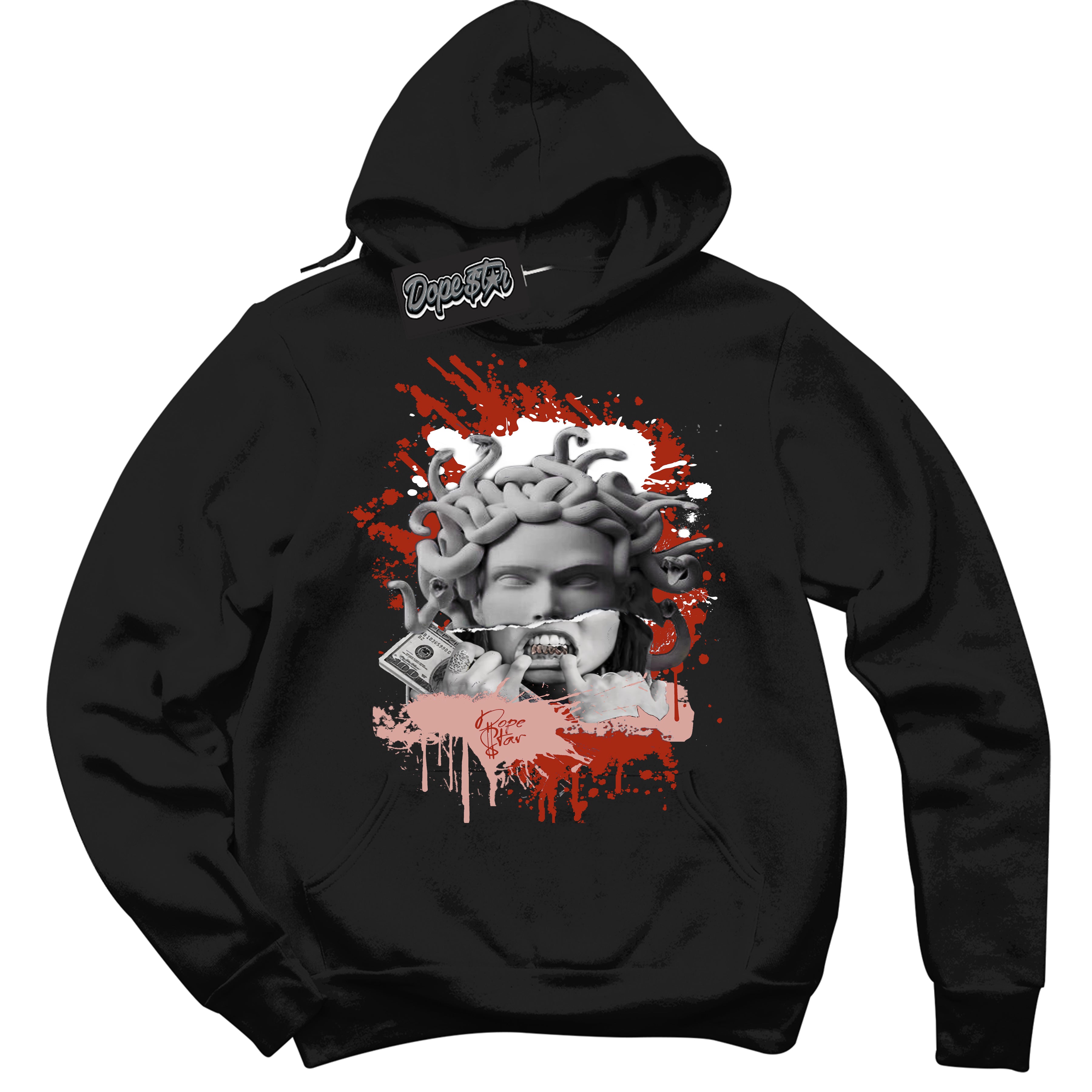 Cool Black Hoodie with “ Medusa ”  design that Perfectly Matches Red Stardust Dunk.
