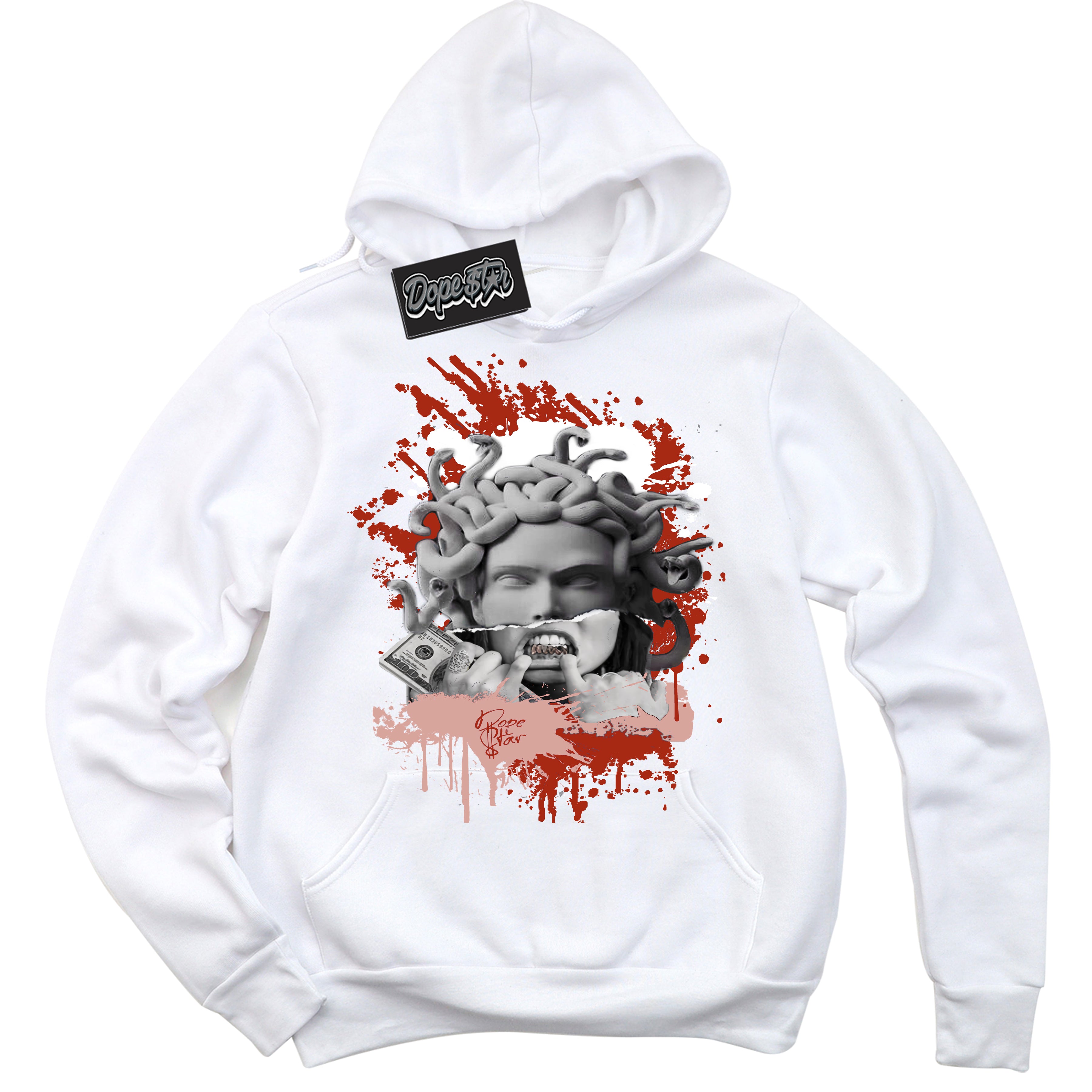 Cool White Hoodie with “ Medusa ”  design that Perfectly Matches Red Stardust Dunk.
