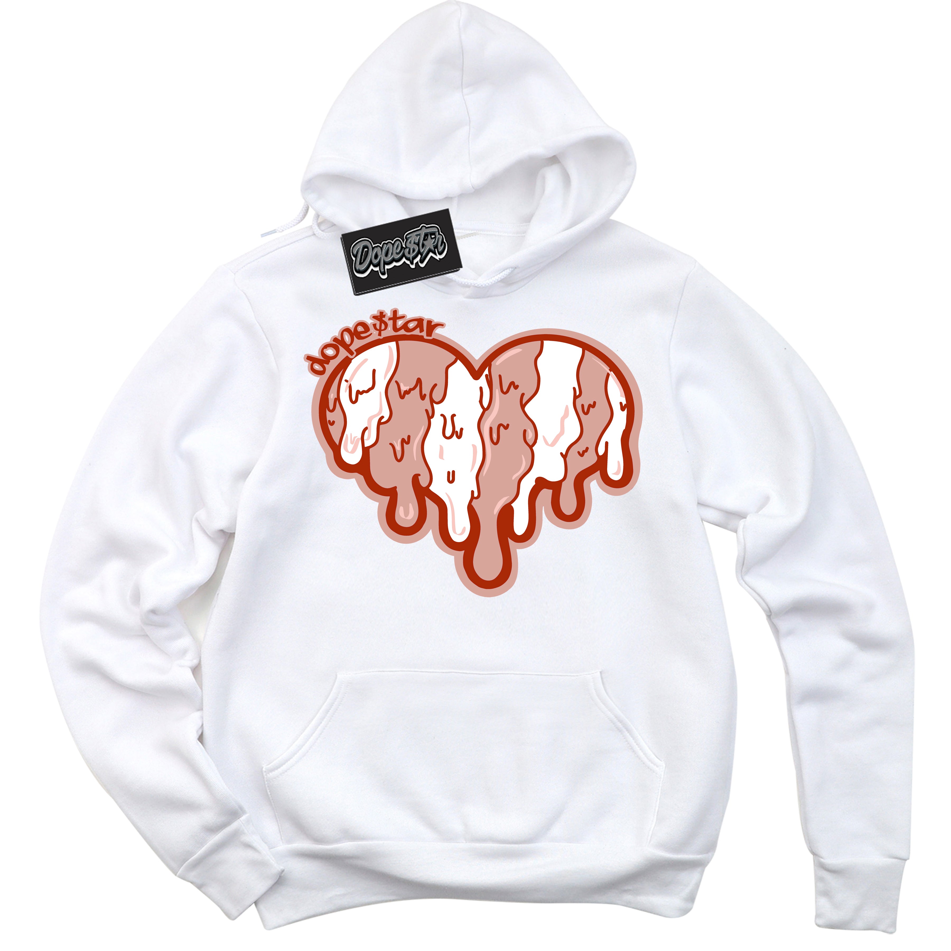 Cool White Hoodie with “ Melting Heart ”  design that Perfectly Matches Red Stardust Dunk.
