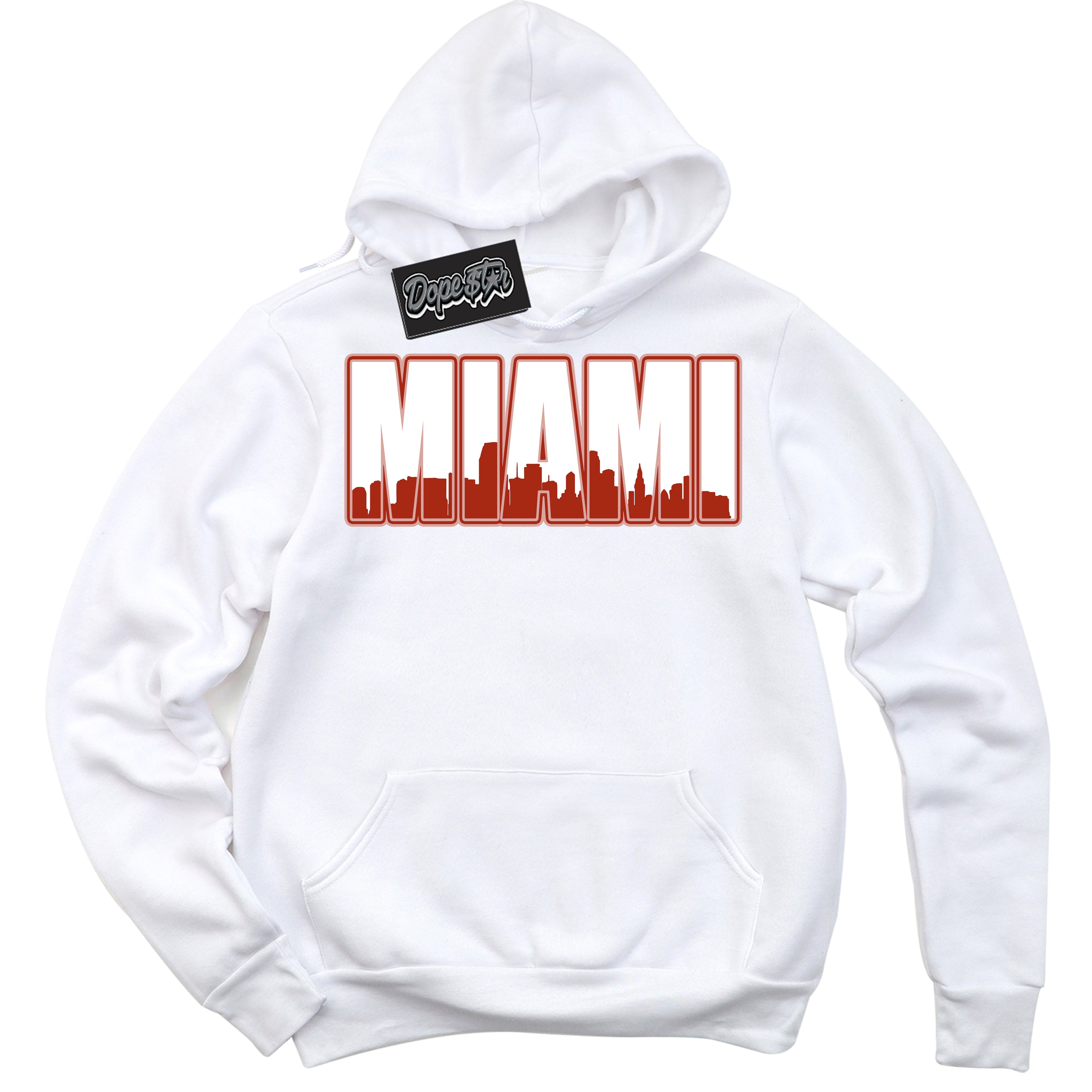 Cool White Hoodie with “ Miami ”  design that Perfectly Matches Red Stardust Dunk.
