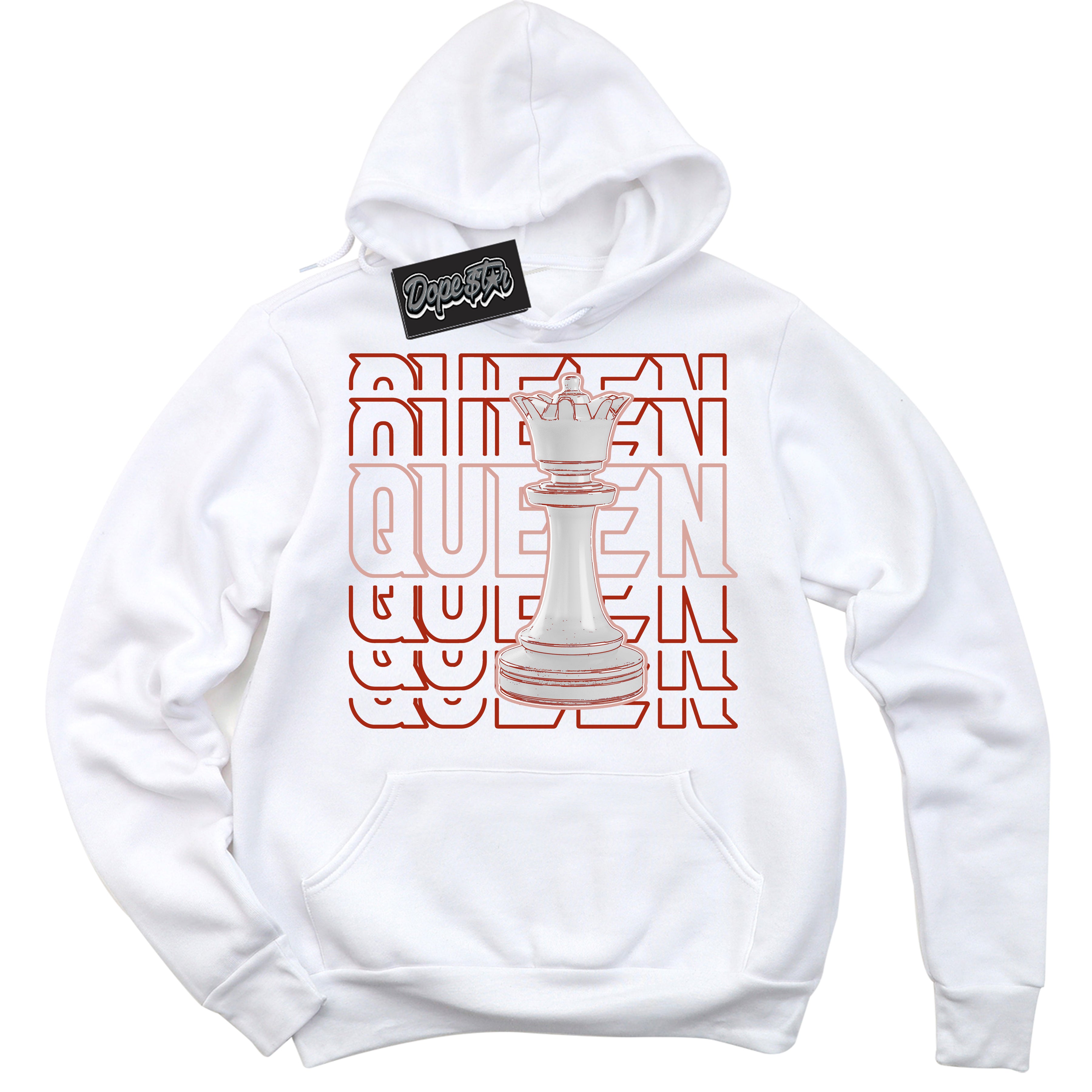 Cool White Hoodie with “ Queen Chess ”  design that Perfectly Matches Red Stardust Dunk.
