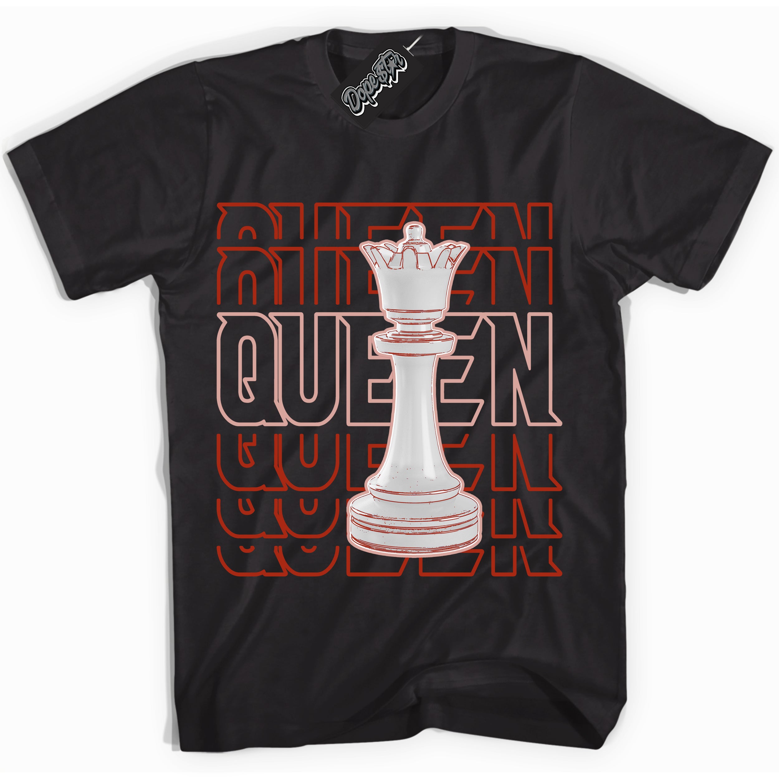 Cool Black Shirt with “ Queen Chess ” design that perfectly matches Red Stardust Dunk.
