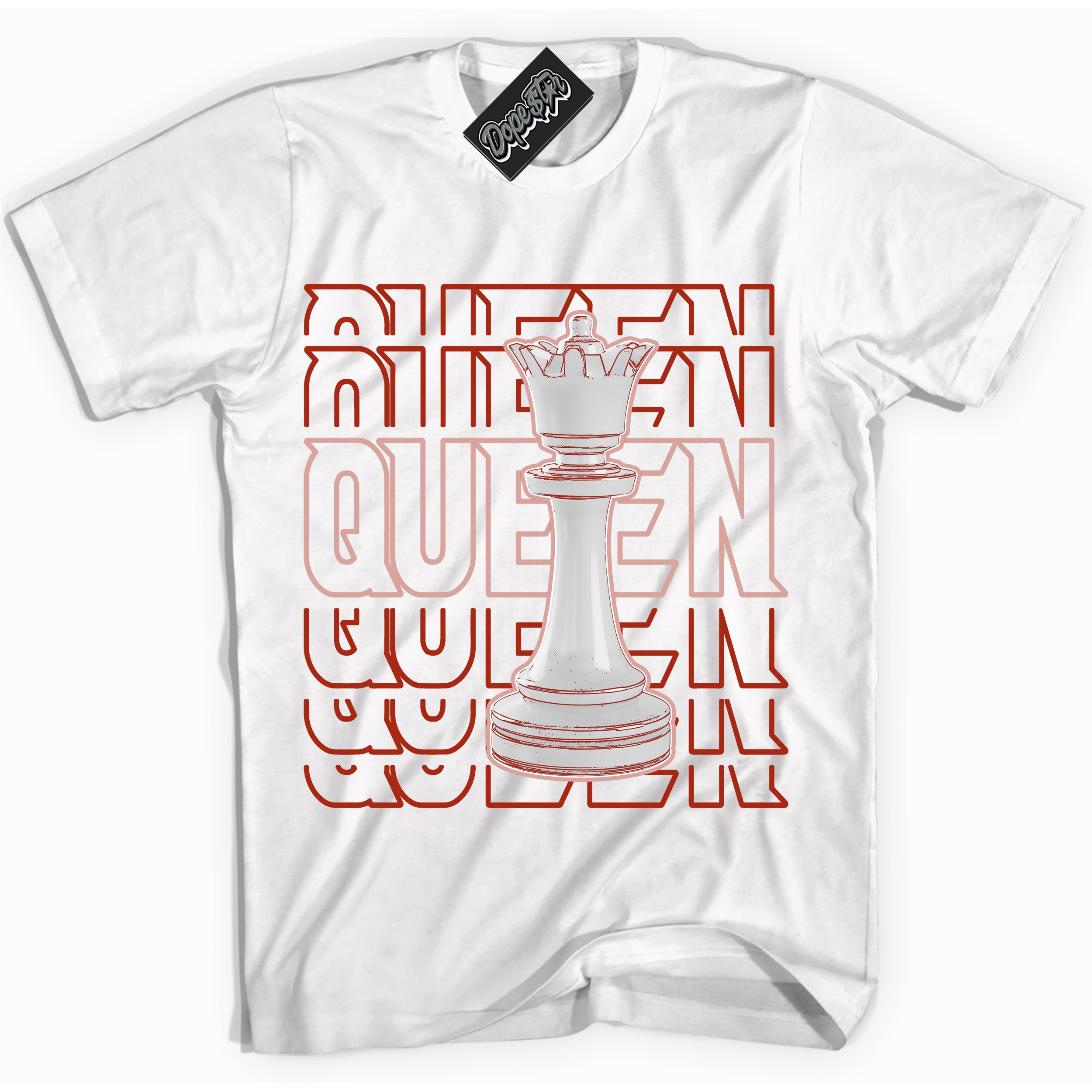 Cool White Shirt with “ Queen Chess ” design that perfectly matches Red Stardust Dunk.
