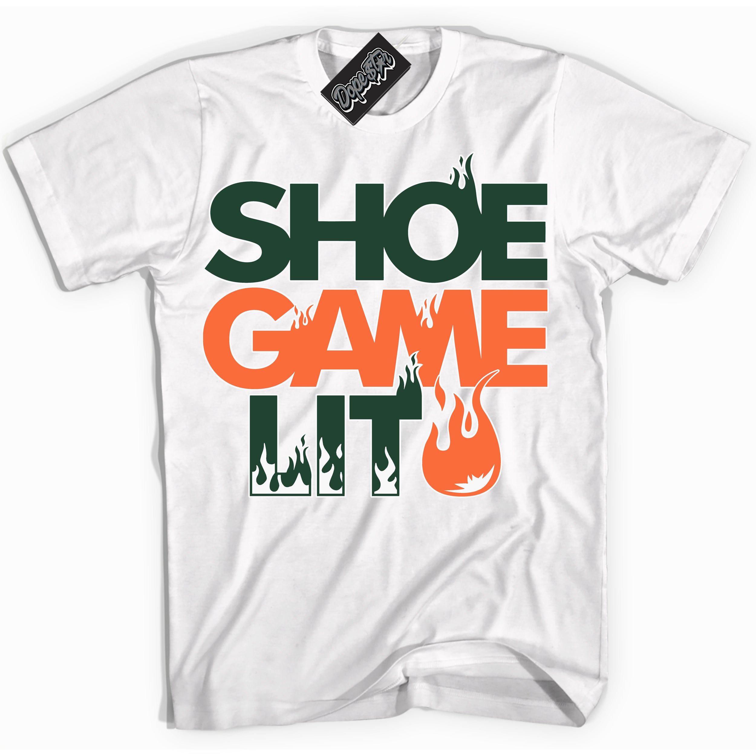 Cool White Shirt with “ Shoe Game Lit ” design that perfectly matches Miami Hurricanes Sneakers.