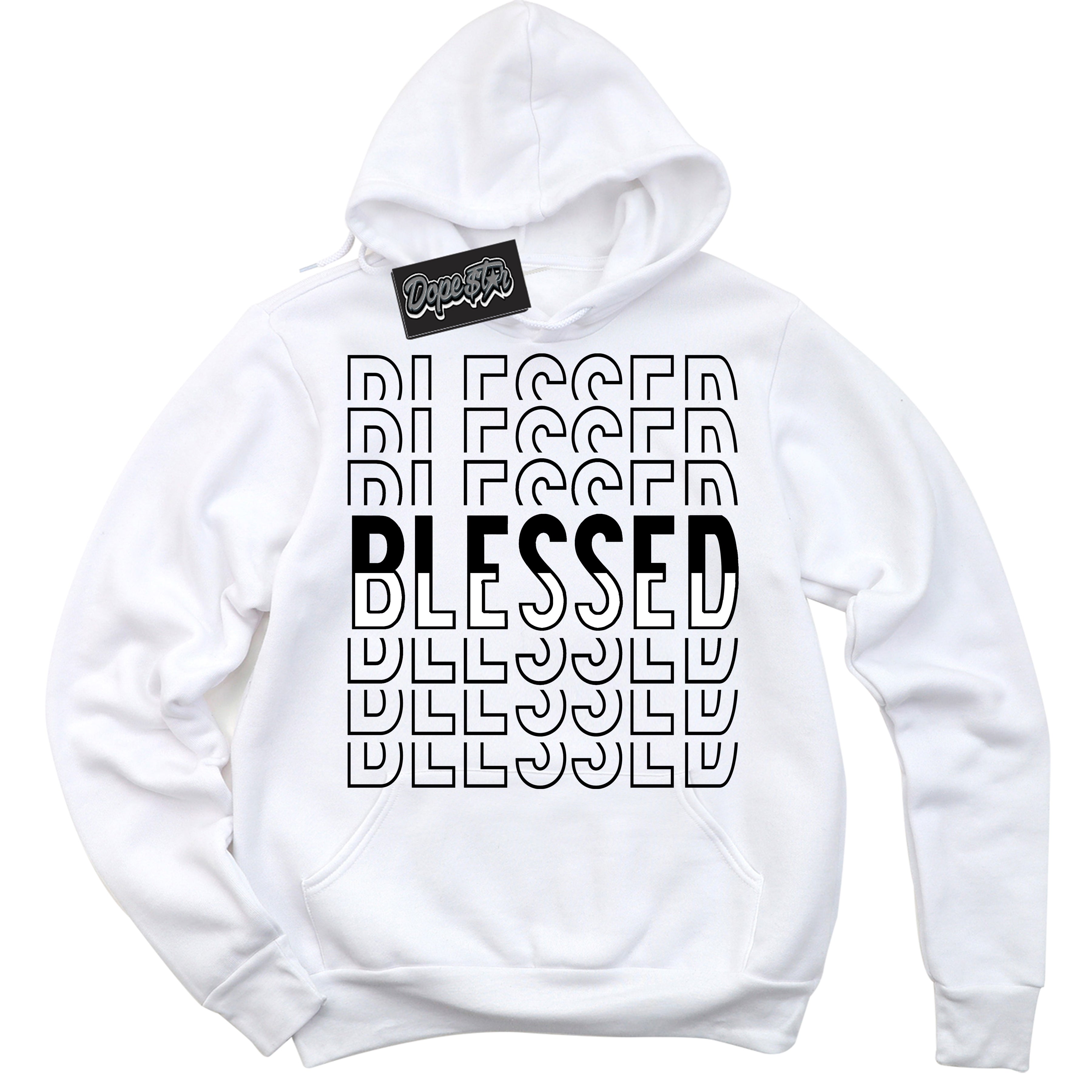 Cool White Hoodie with “Blessed Stacked” design that Perfectly Matches Suede Panda Dunk.